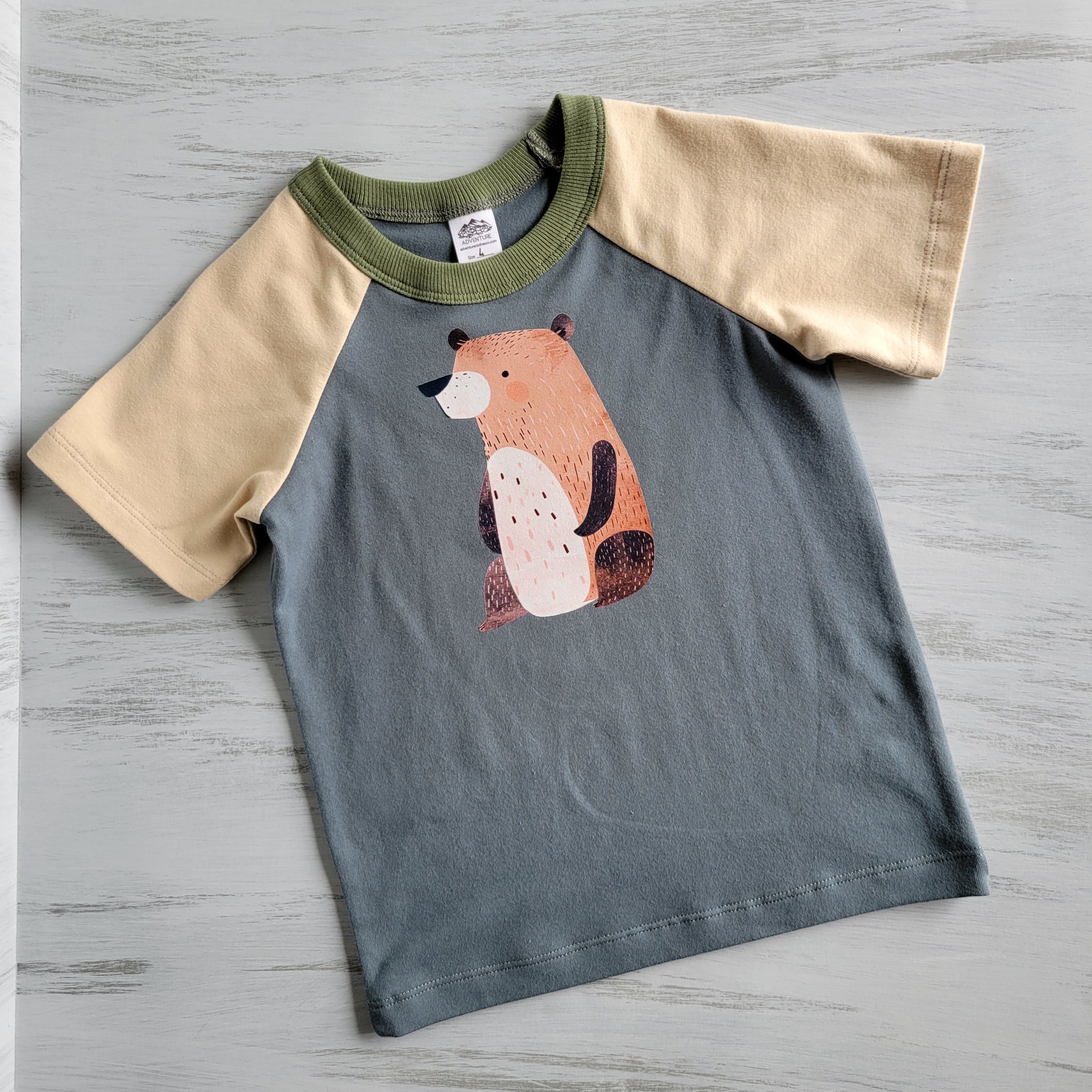 Blue - Kids Animals Tshirt - Organic American made Cotton
