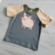 Blue - Kids Animals Tshirt - Organic American made Cotton