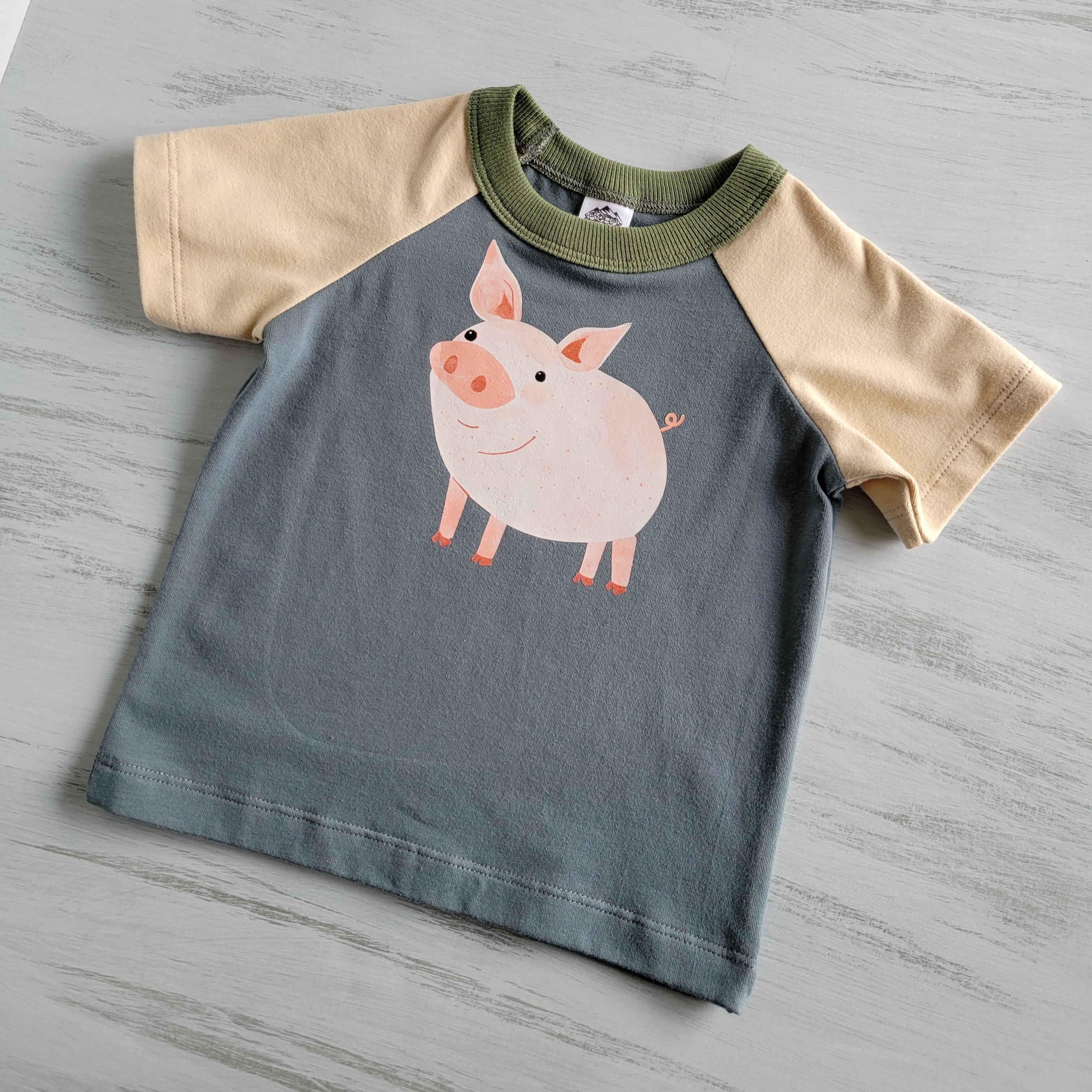 Blue - Kids Animals Tshirt - Organic American made Cotton