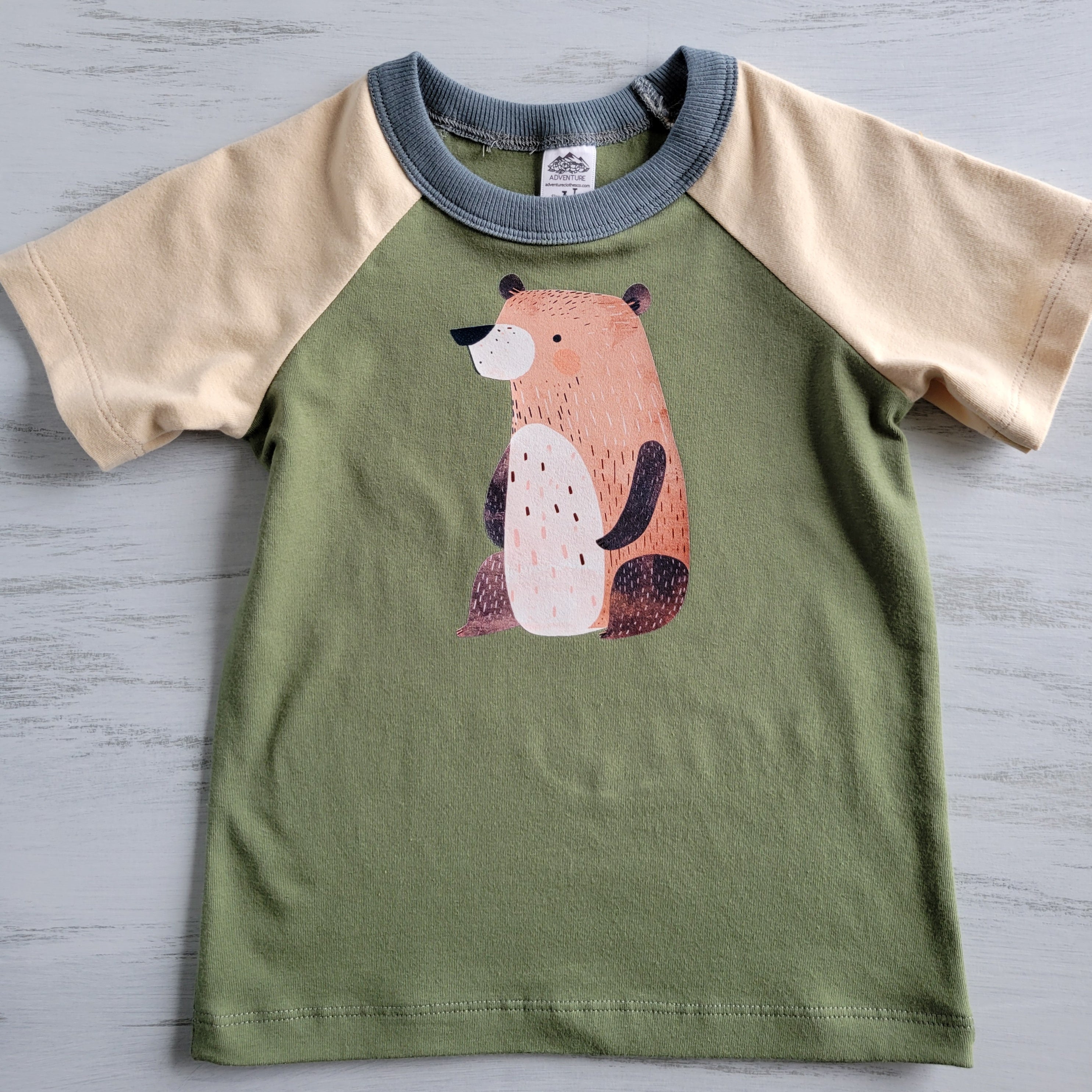 Green - Kids Animals Tshirt - Organic American made Cotton