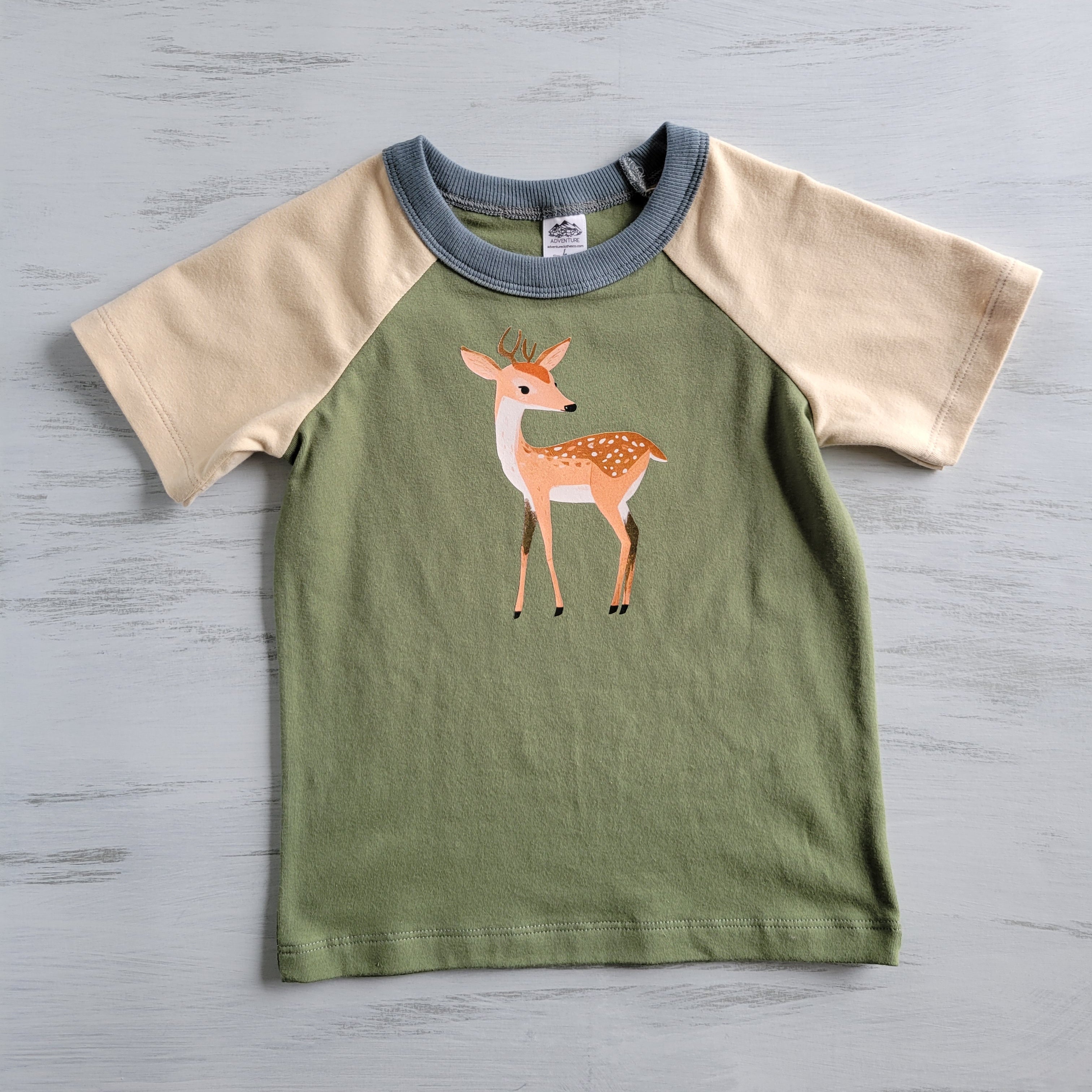 Green - Kids Animals Tshirt - Organic American made Cotton