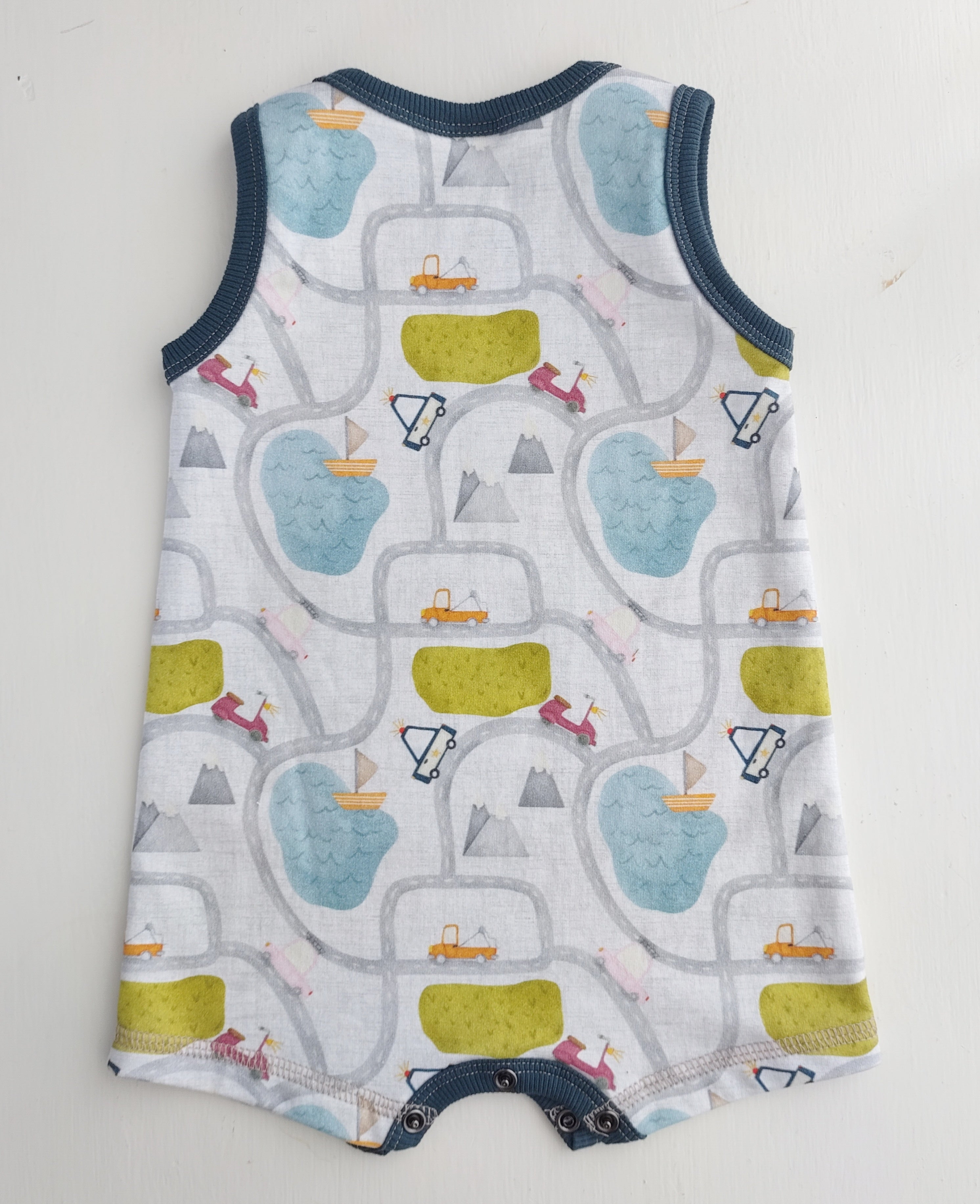 Baby/Toddler Tank Romper - Road Map
