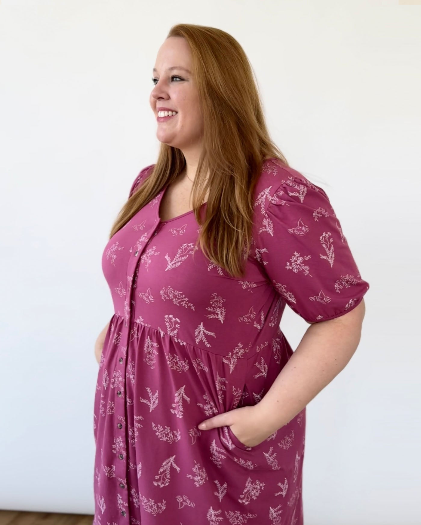 LOTTIE printed dress in Mauve Berry/White