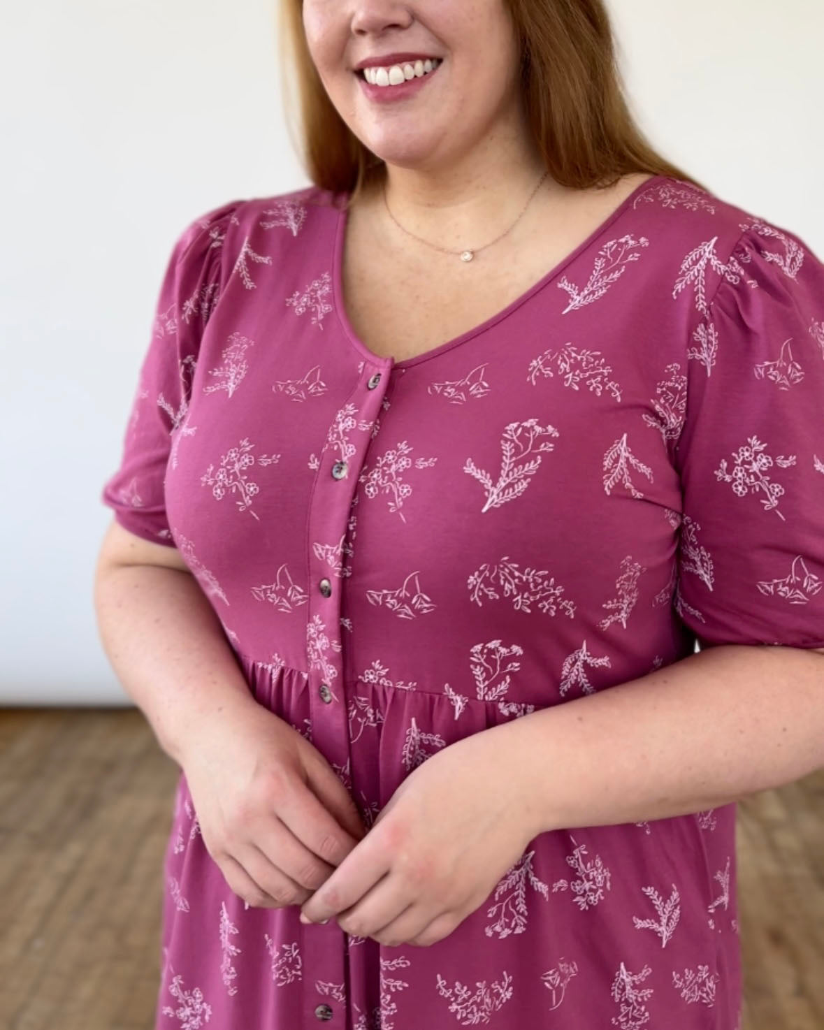 LOTTIE printed dress in Mauve Berry/White