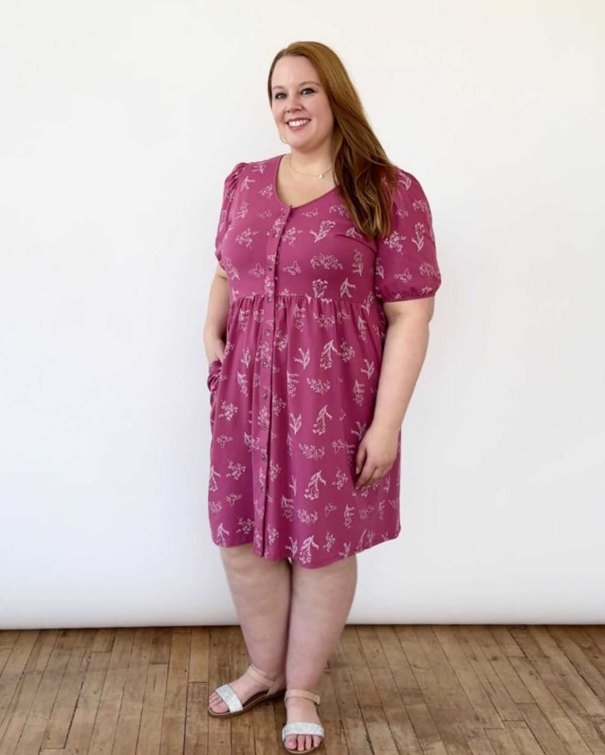 LOTTIE printed dress in Mauve Berry/White