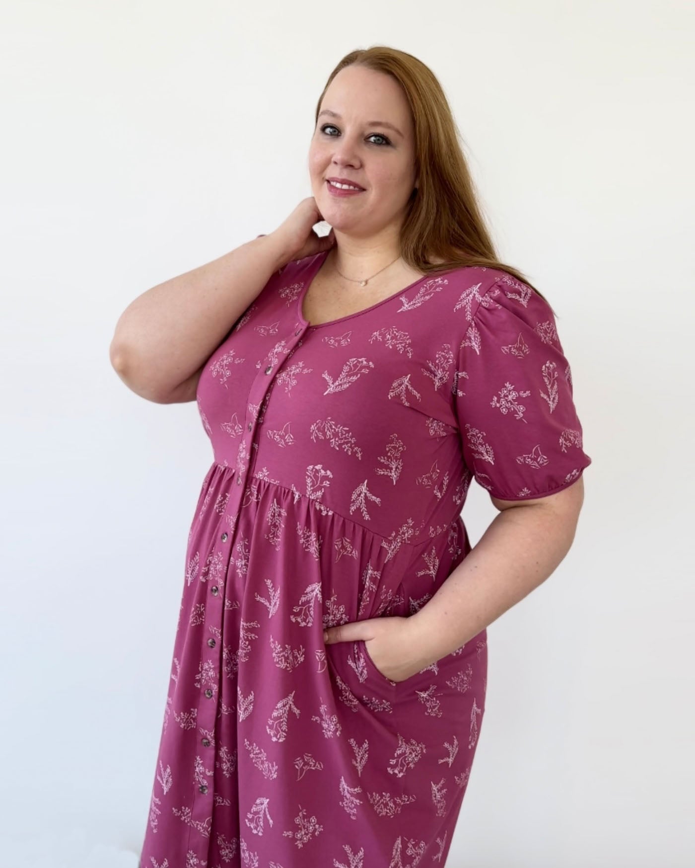 LOTTIE printed dress in Mauve Berry/White