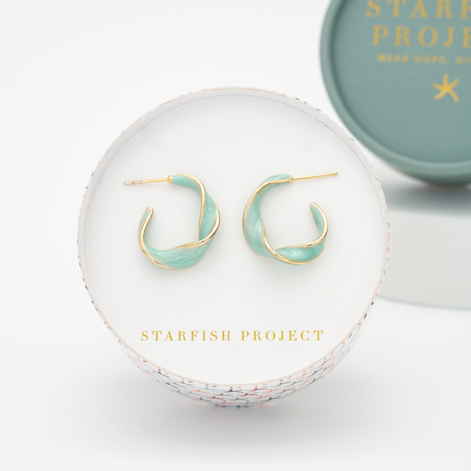 With a Twist Hoops in Mint