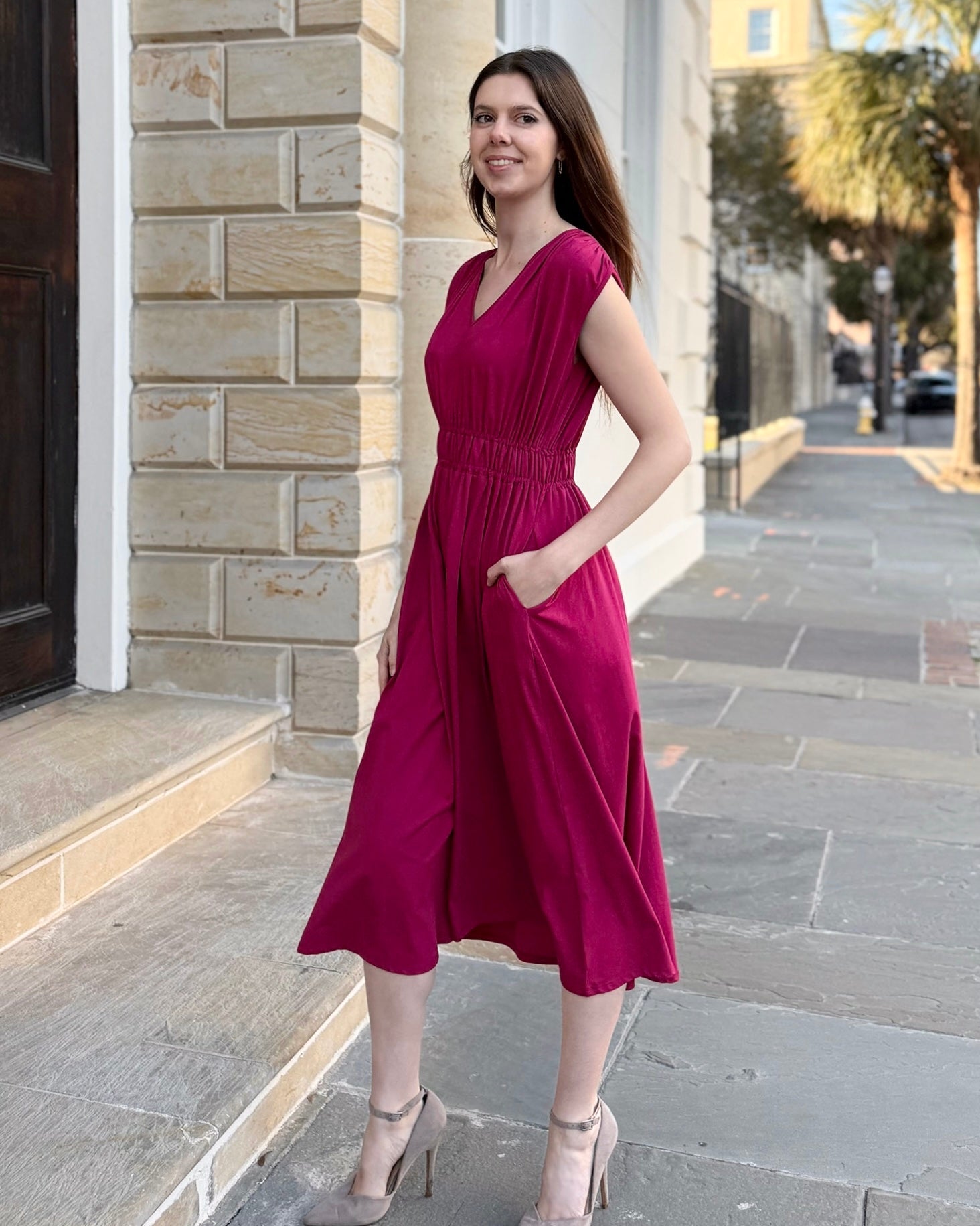 HAMPTON dress in Garnet Pink