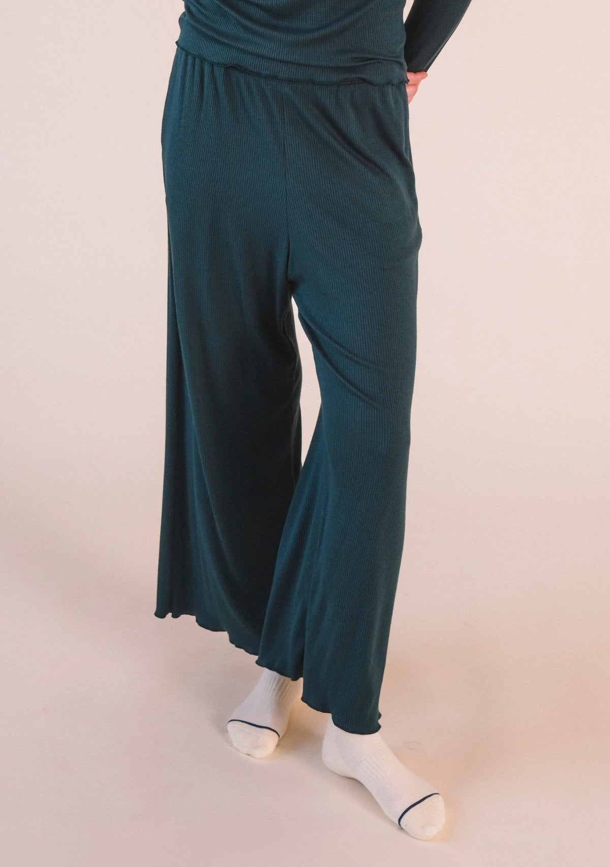 Hedy Ribbed Modal Lounge Pant- Pine
