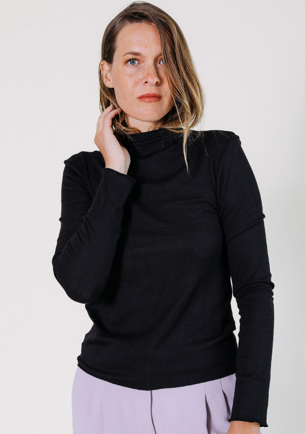 Norma Modal Ribbed Turtleneck - Black