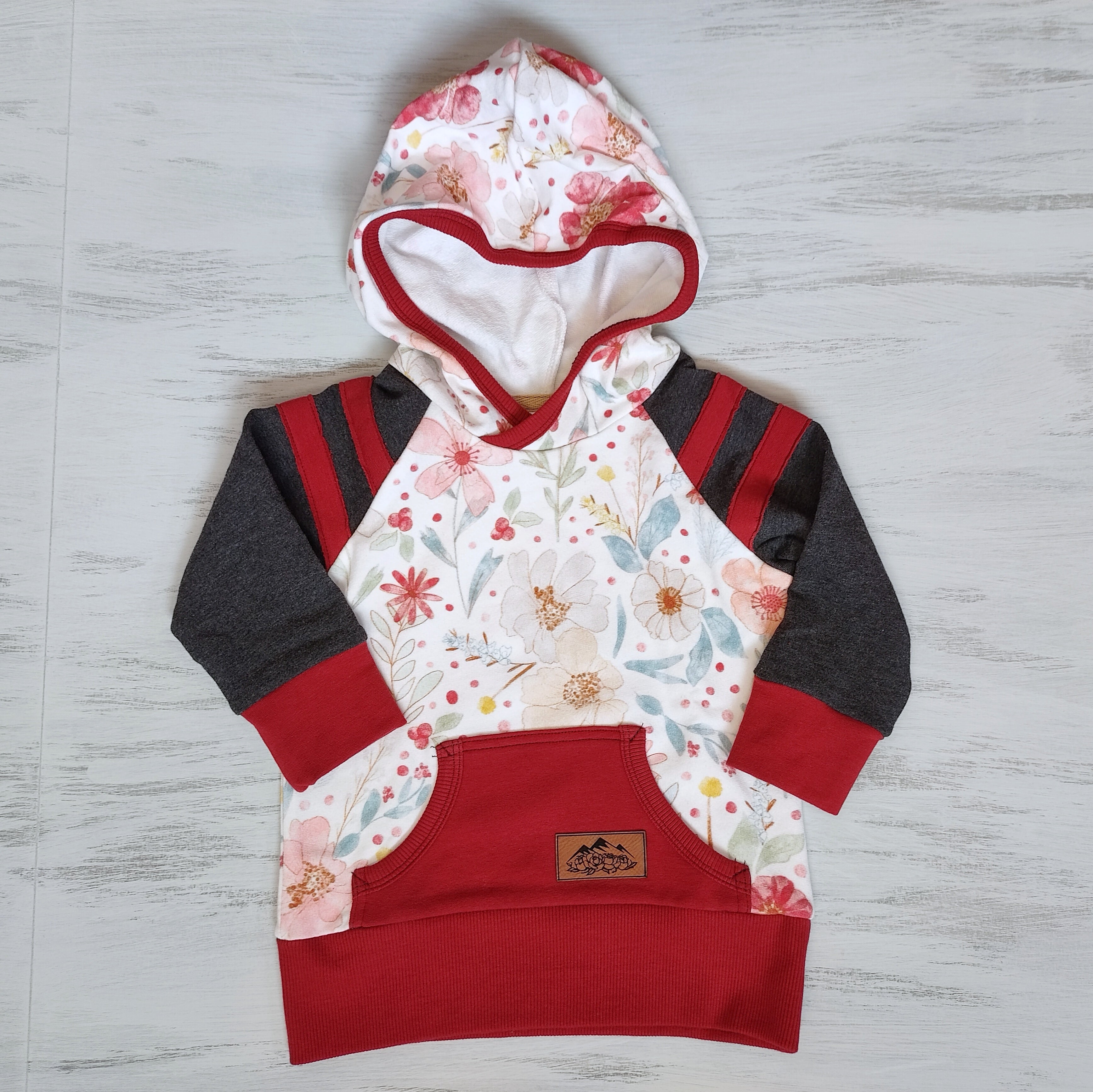 Kids Red Floral Hoodie