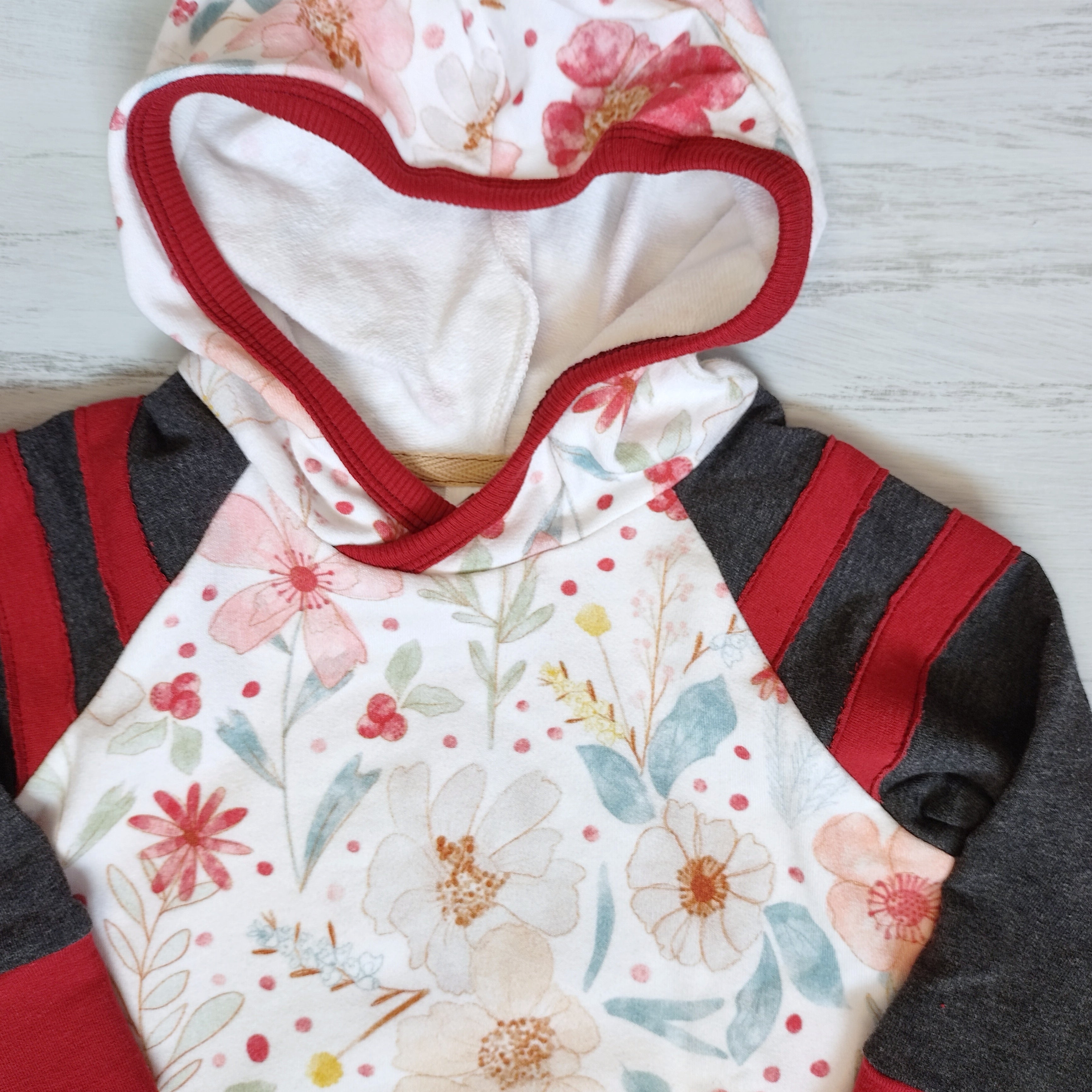 Kids Red Floral Hoodie