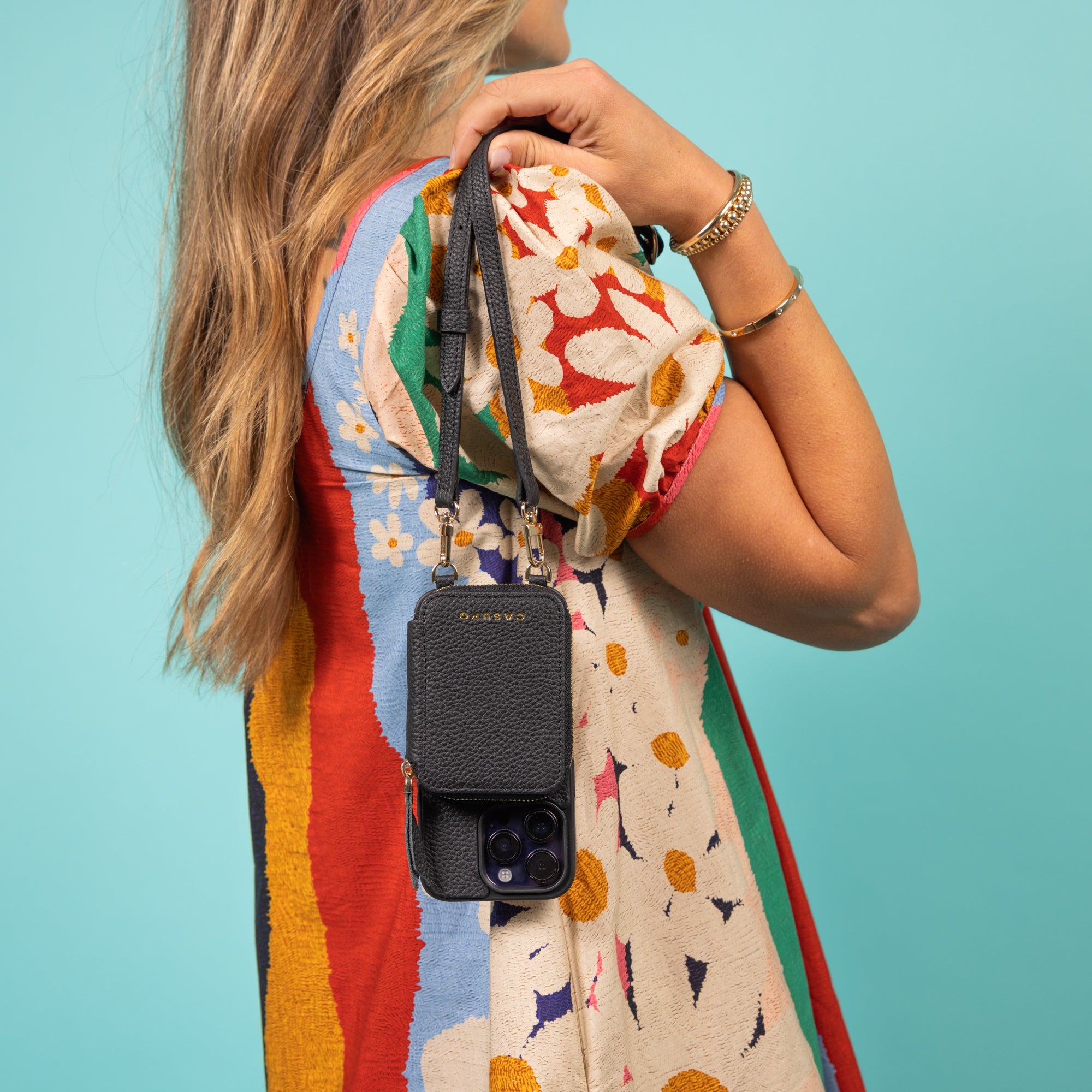 iPhone Case and Wallet with Long Strap - Forest