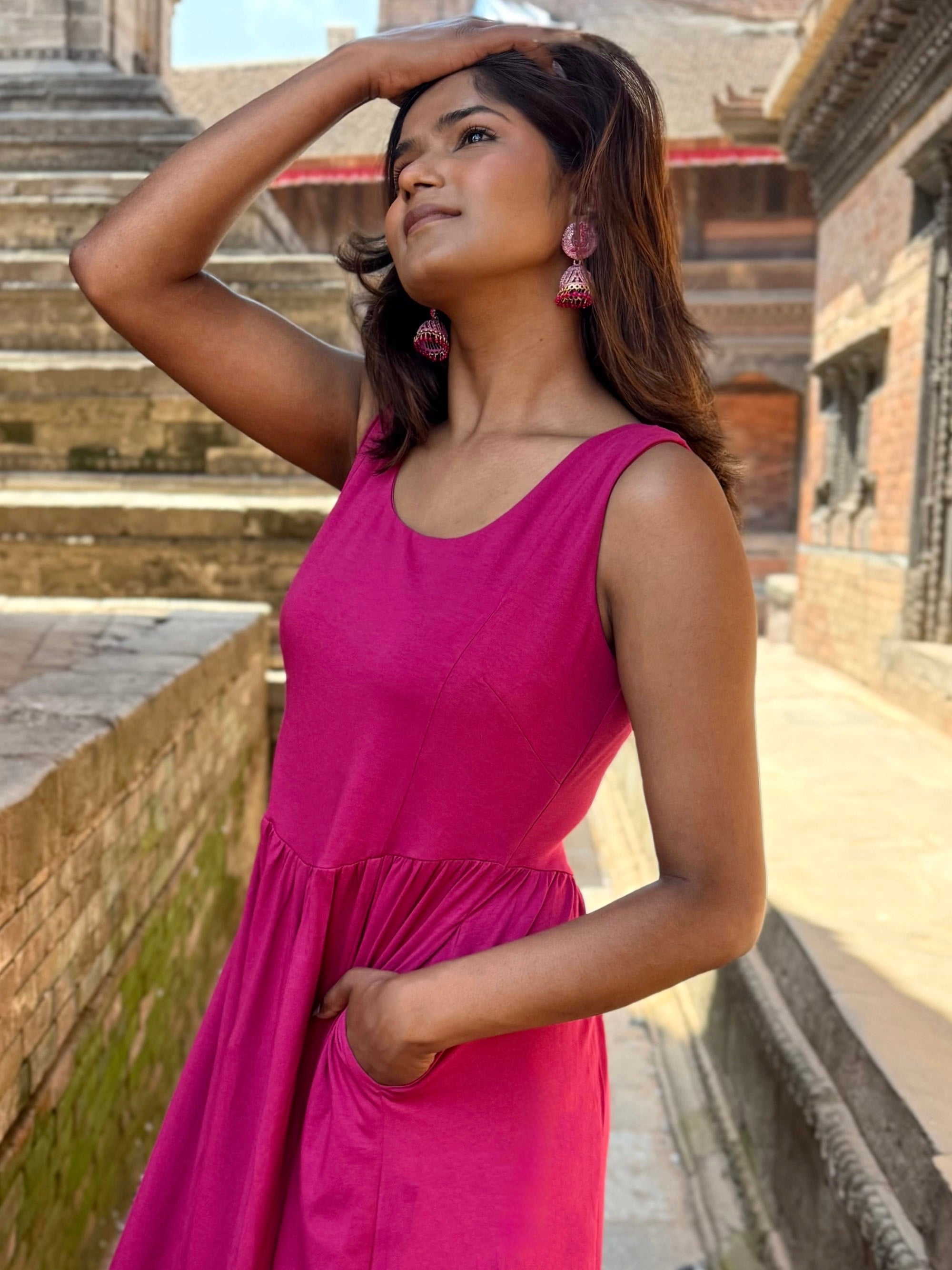 ESTHER dress in Garnet Pink