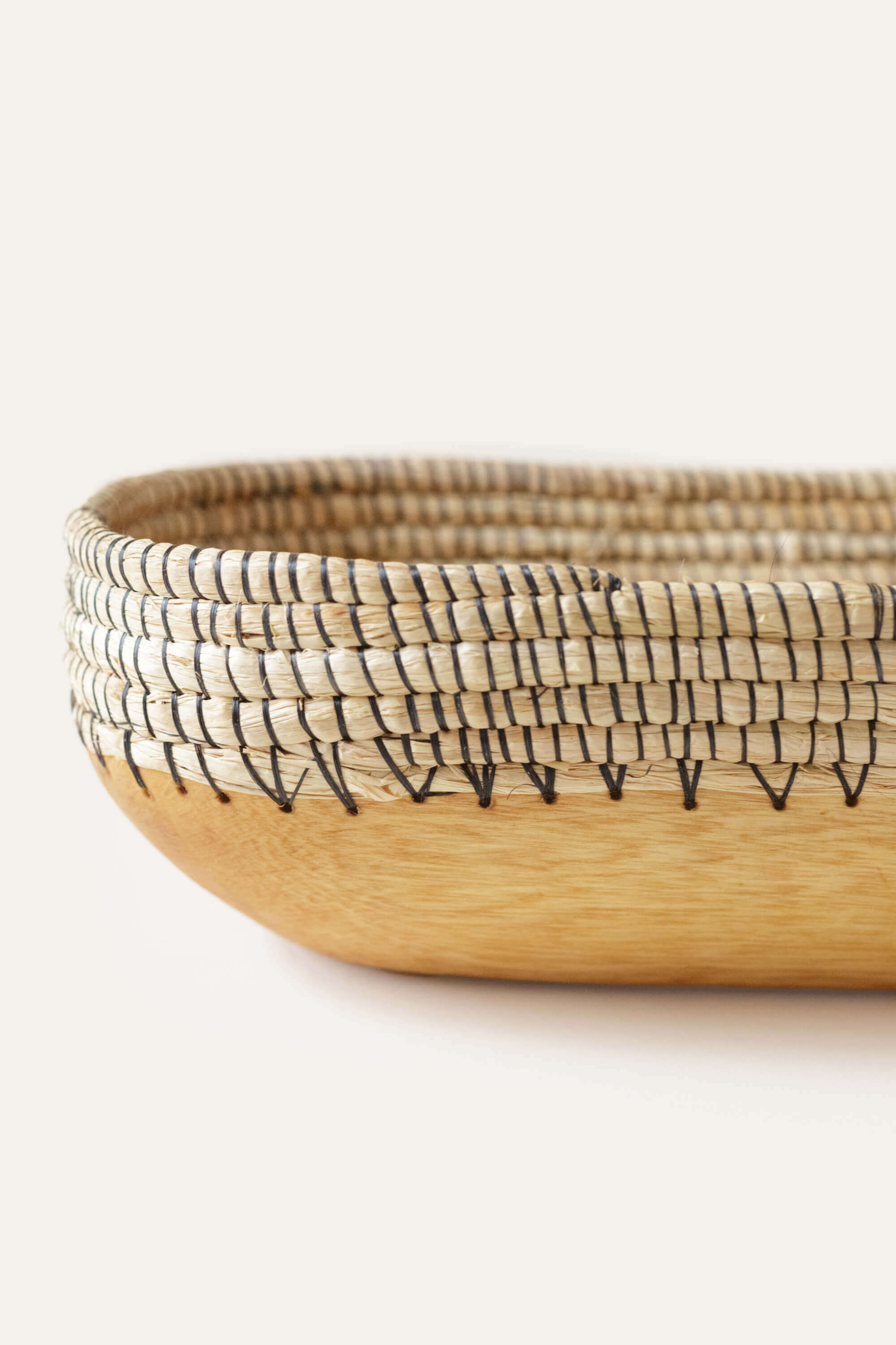 Copabu Wood + Raffia Rectangle Tray