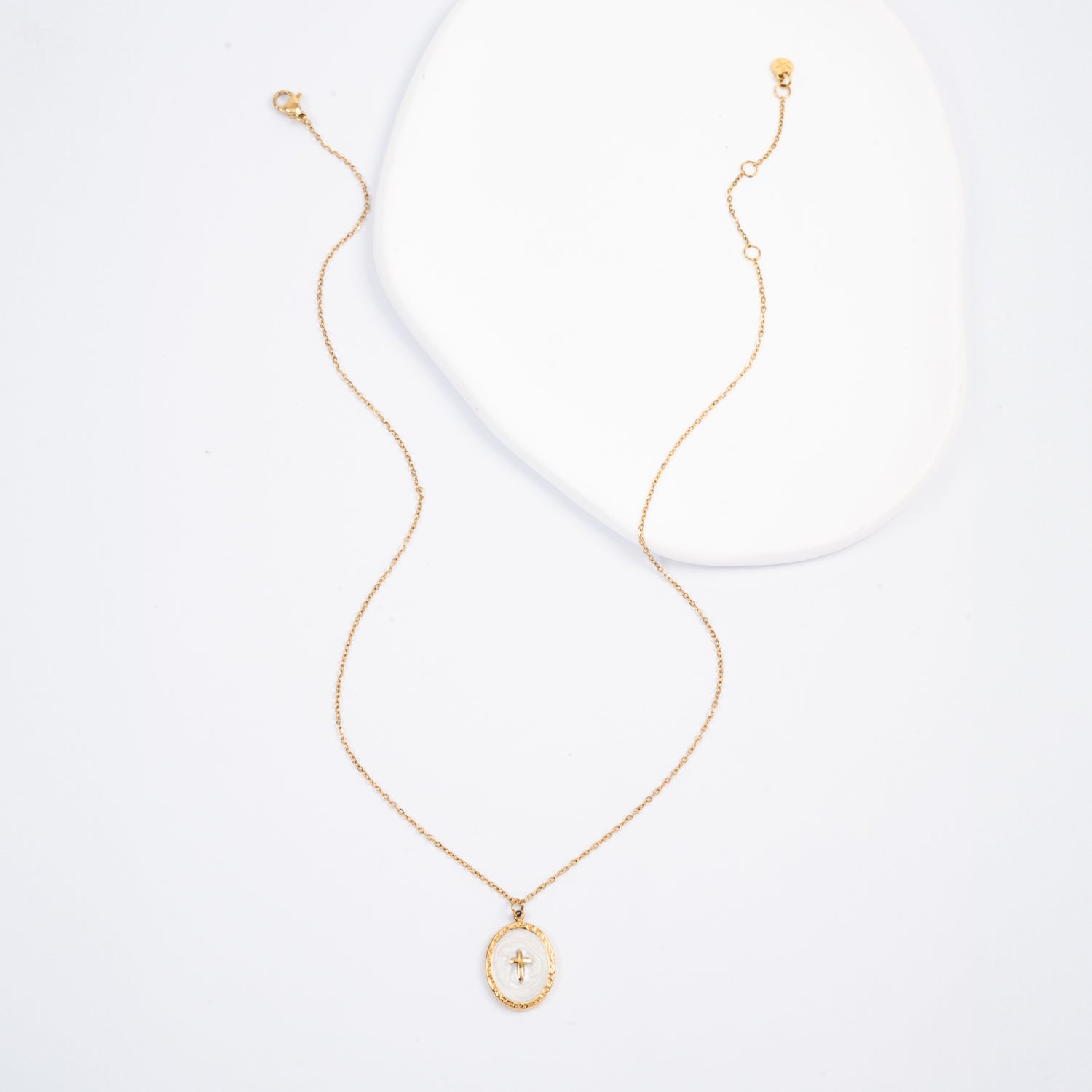Shine Bright Cross Pendant in Pearl White