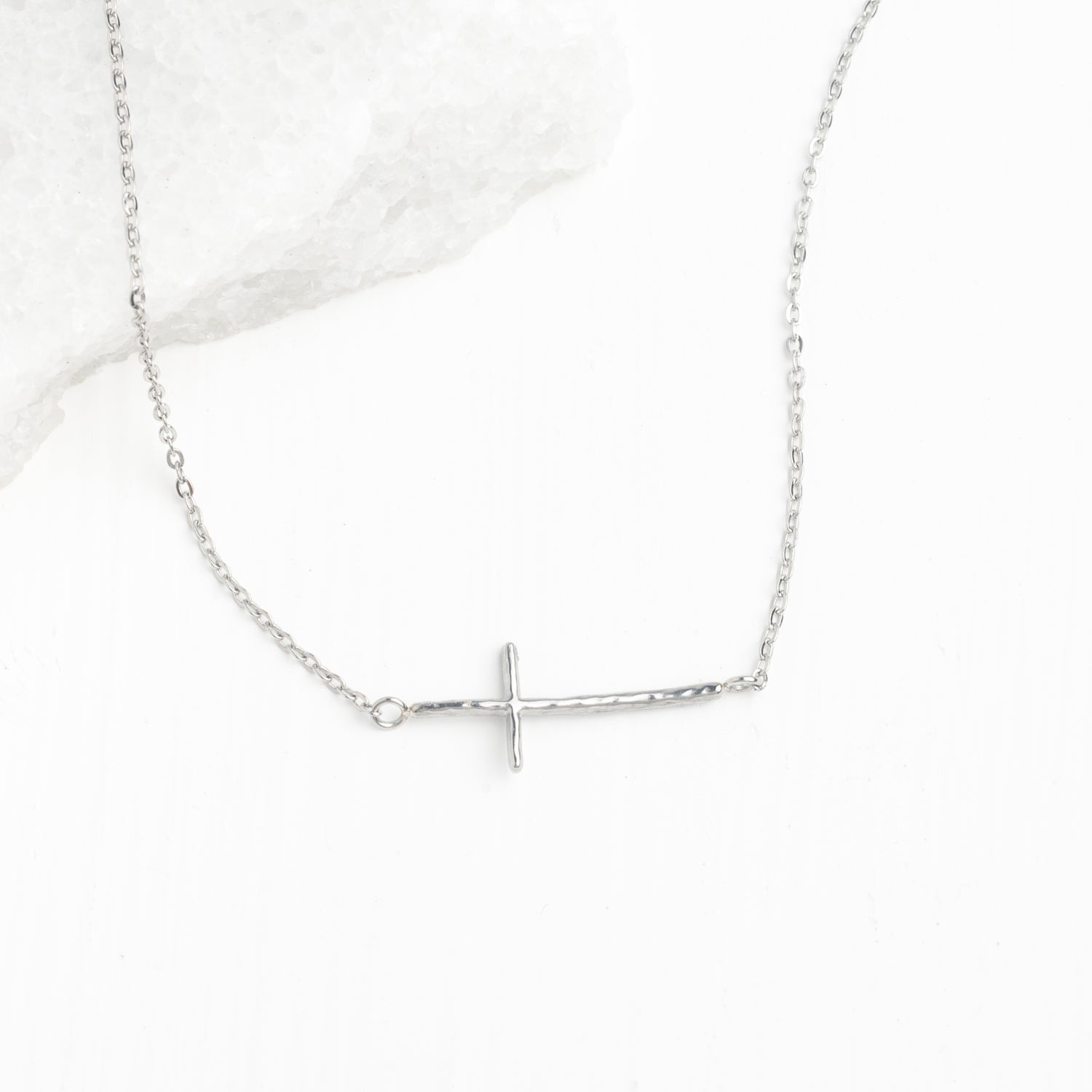 Radiant Cross Necklace in Silver