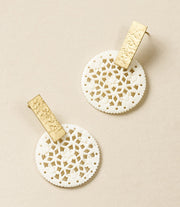 Charu Filigree Bone and Brass Bar Stud Drop Earrings