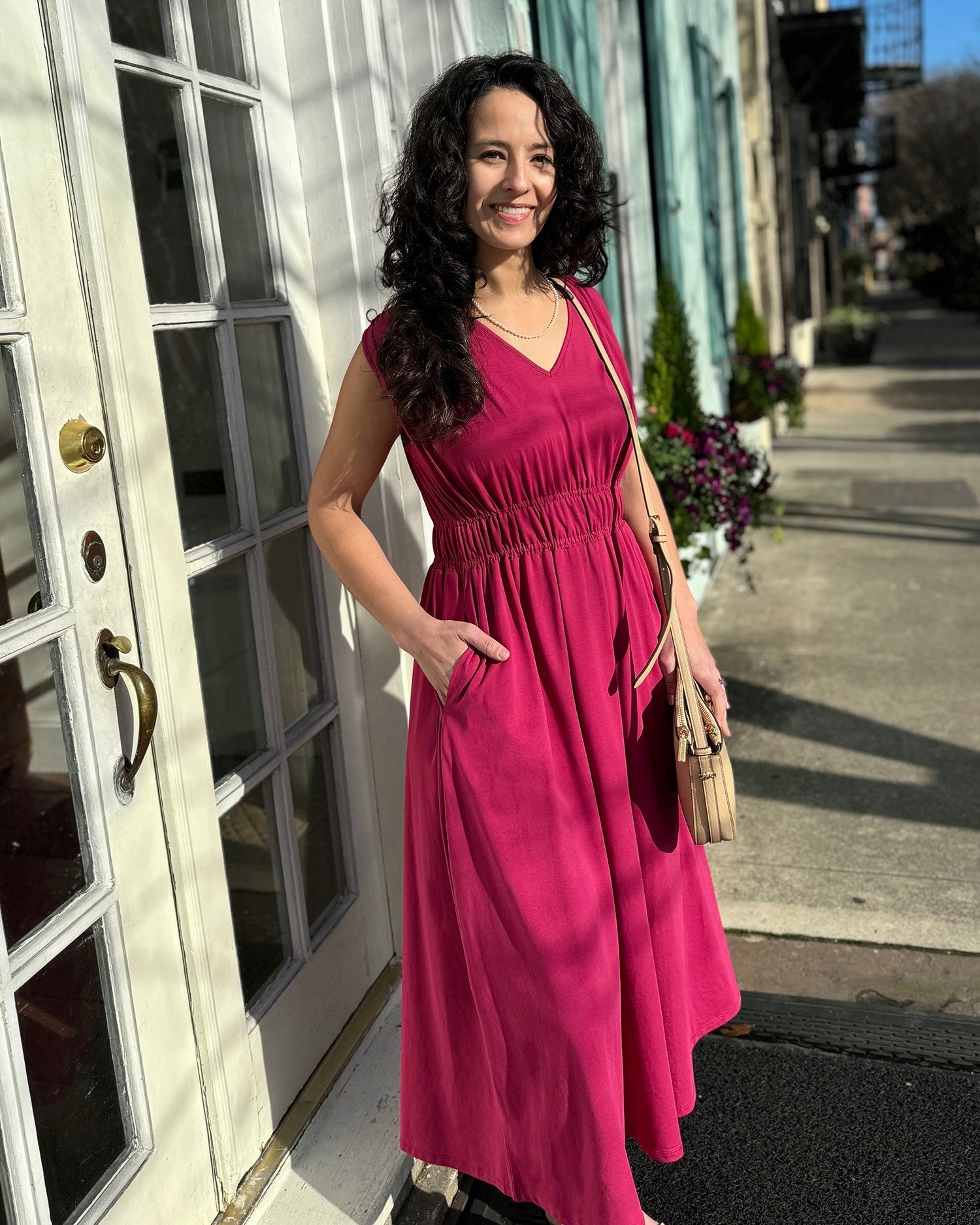 HAMPTON dress in Garnet Pink