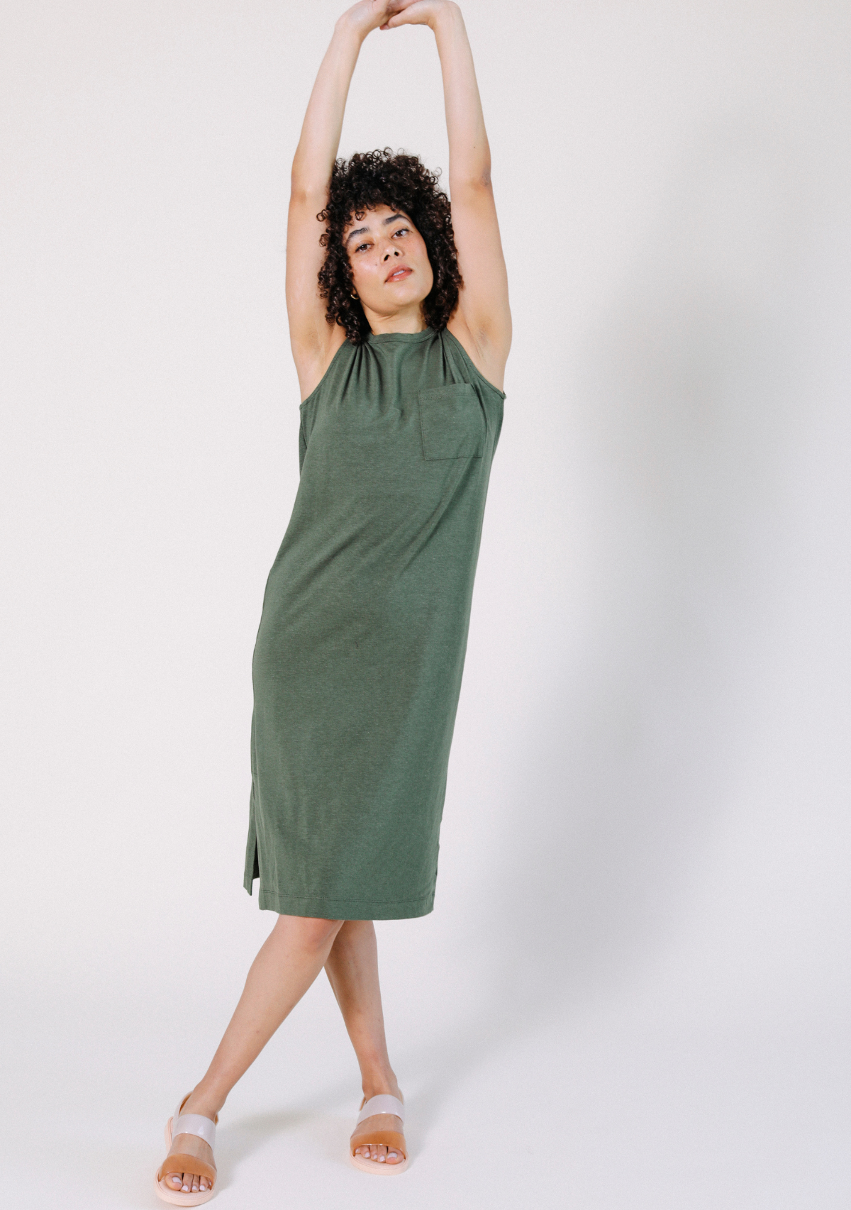 Sophie Tank Jersey Dress - Moss