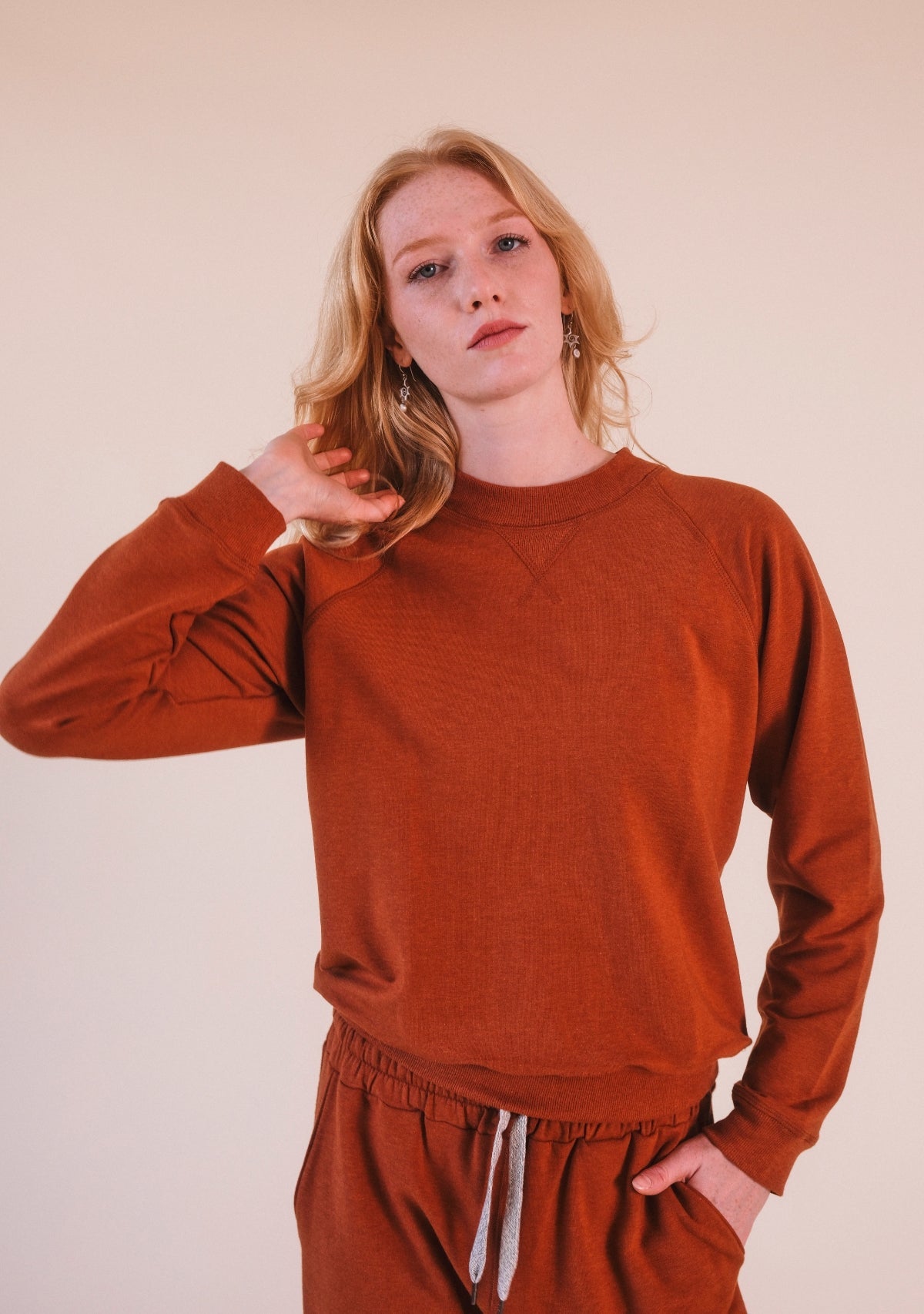 Agnes Raglan Organic Cotton + Tencel™ Sweatshirt - Rust