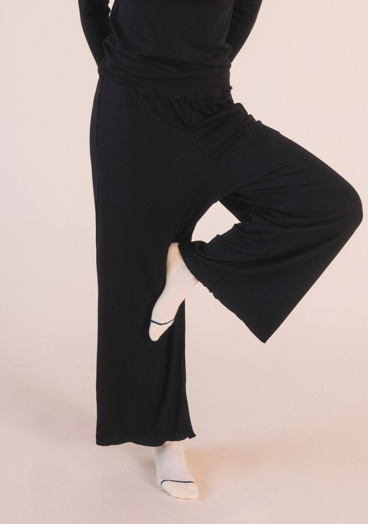 Hedy Ribbed Modal Lounge Pant- Black