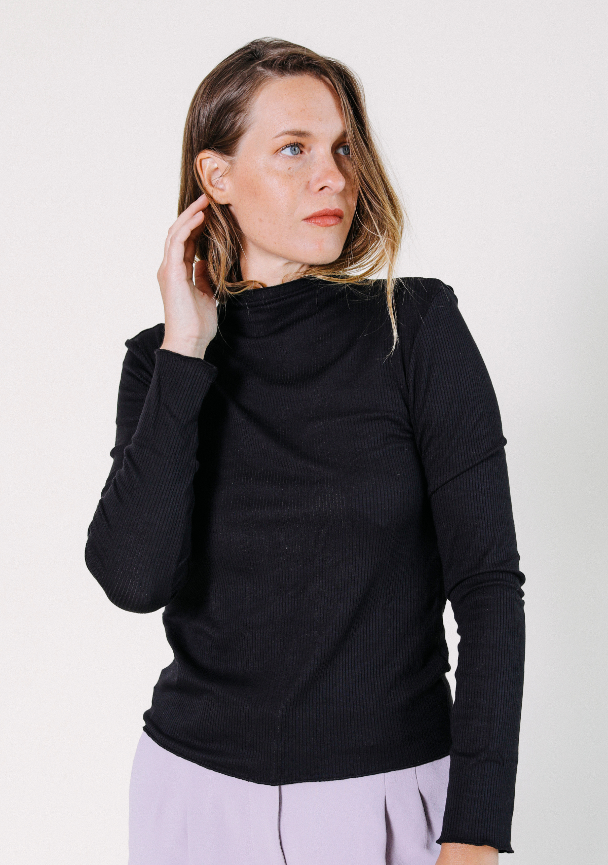 Norma Modal Ribbed Turtleneck - Black