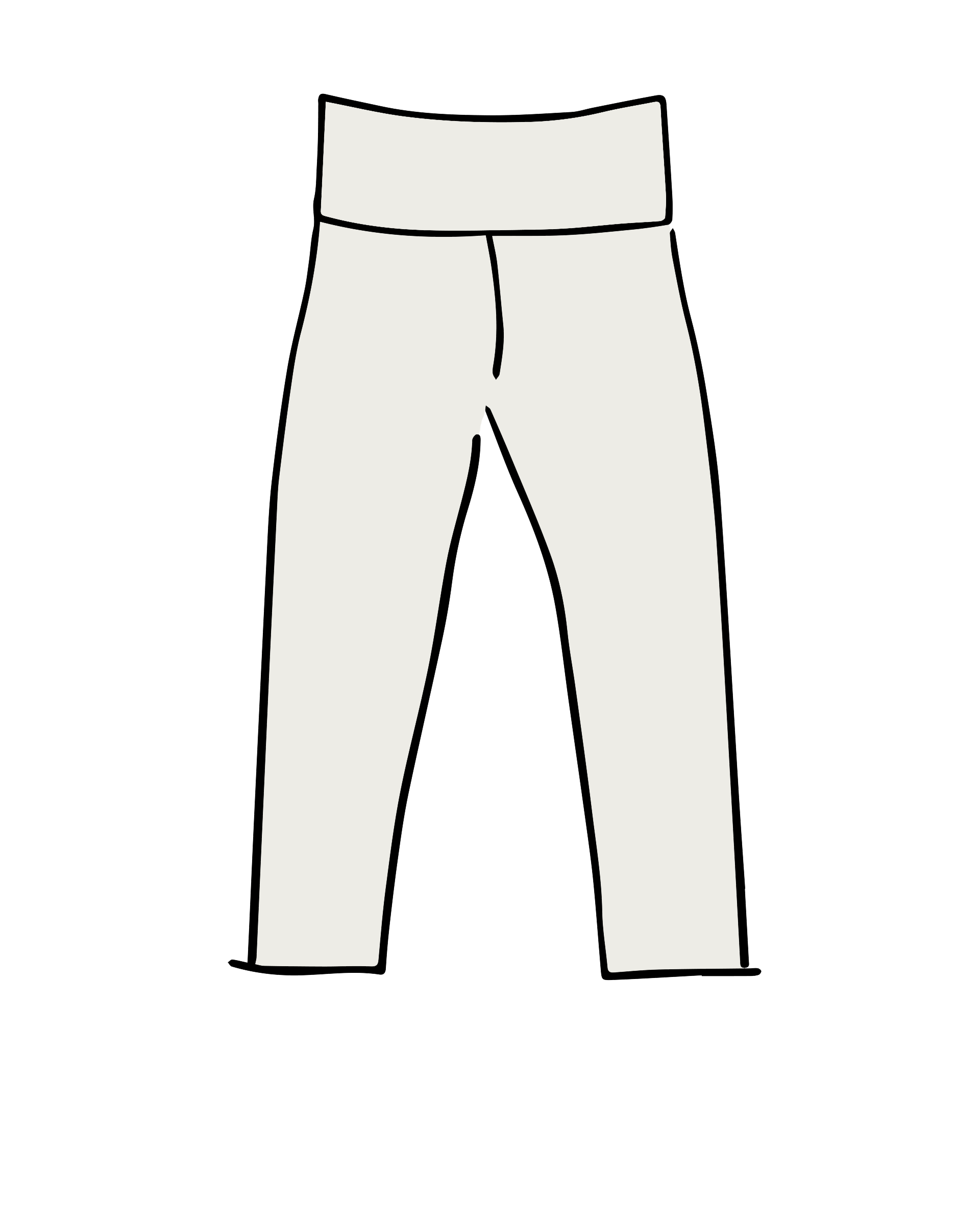 High Rise 3/4 Length Leggings Plain Vanilla