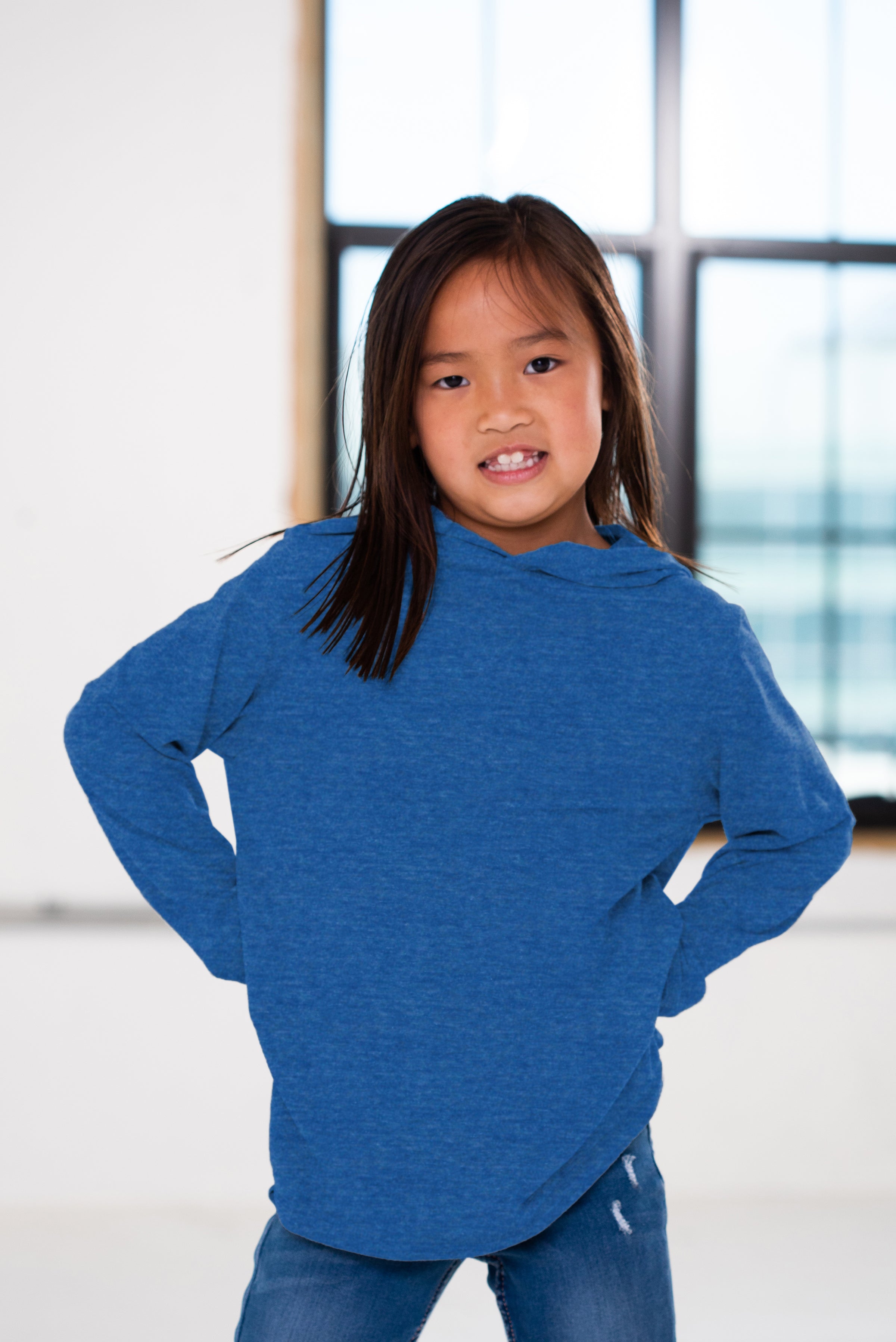 Youth Hooded Long Sleeve Triblend Tee