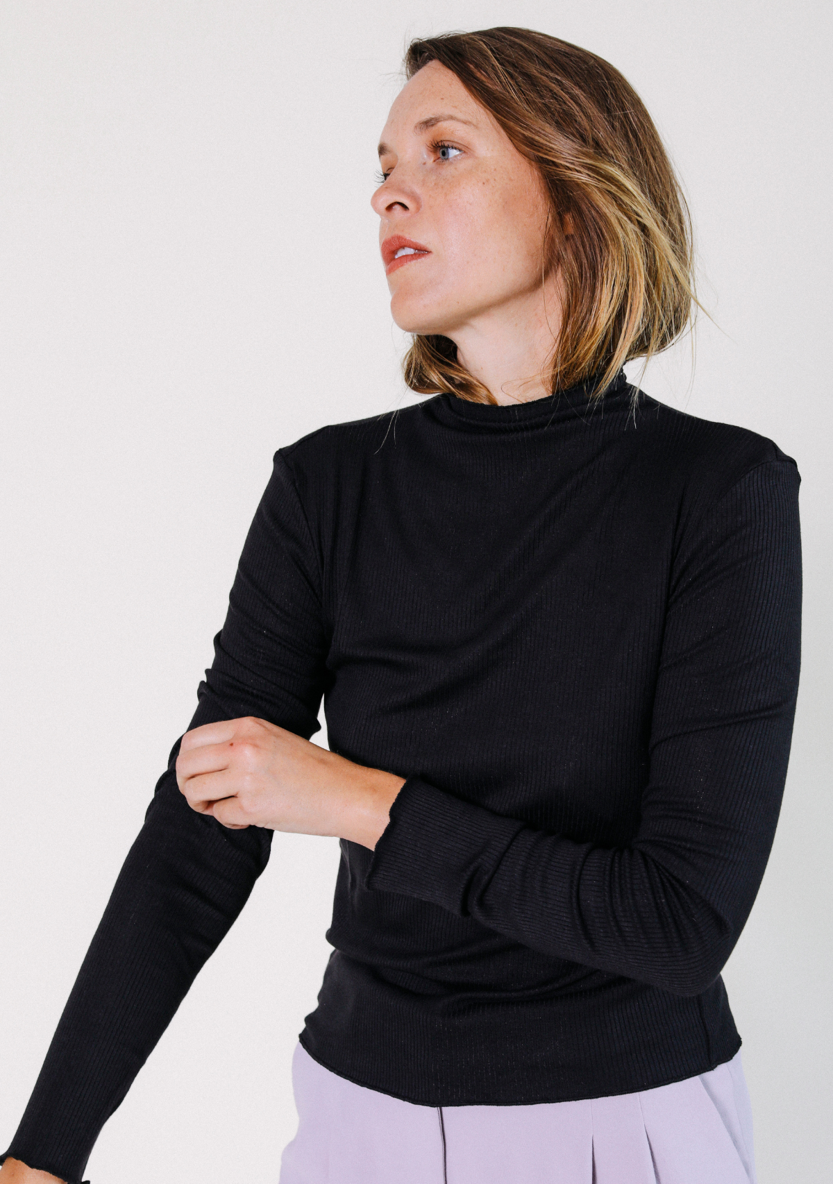 Norma Modal Ribbed Turtleneck - Black