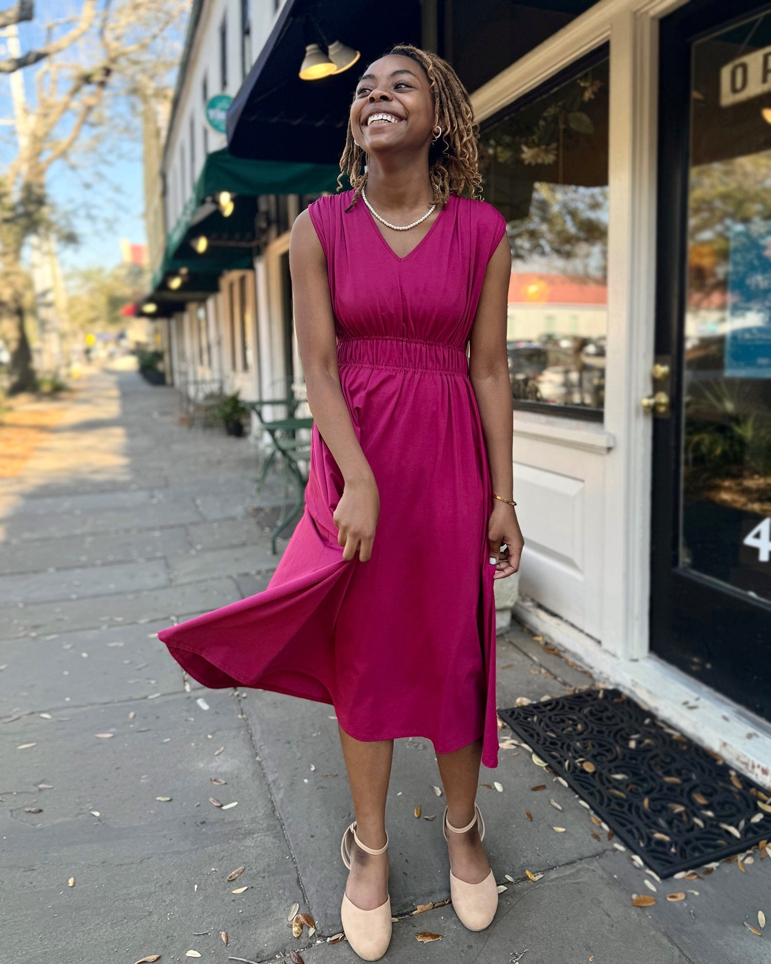 HAMPTON dress in Garnet Pink