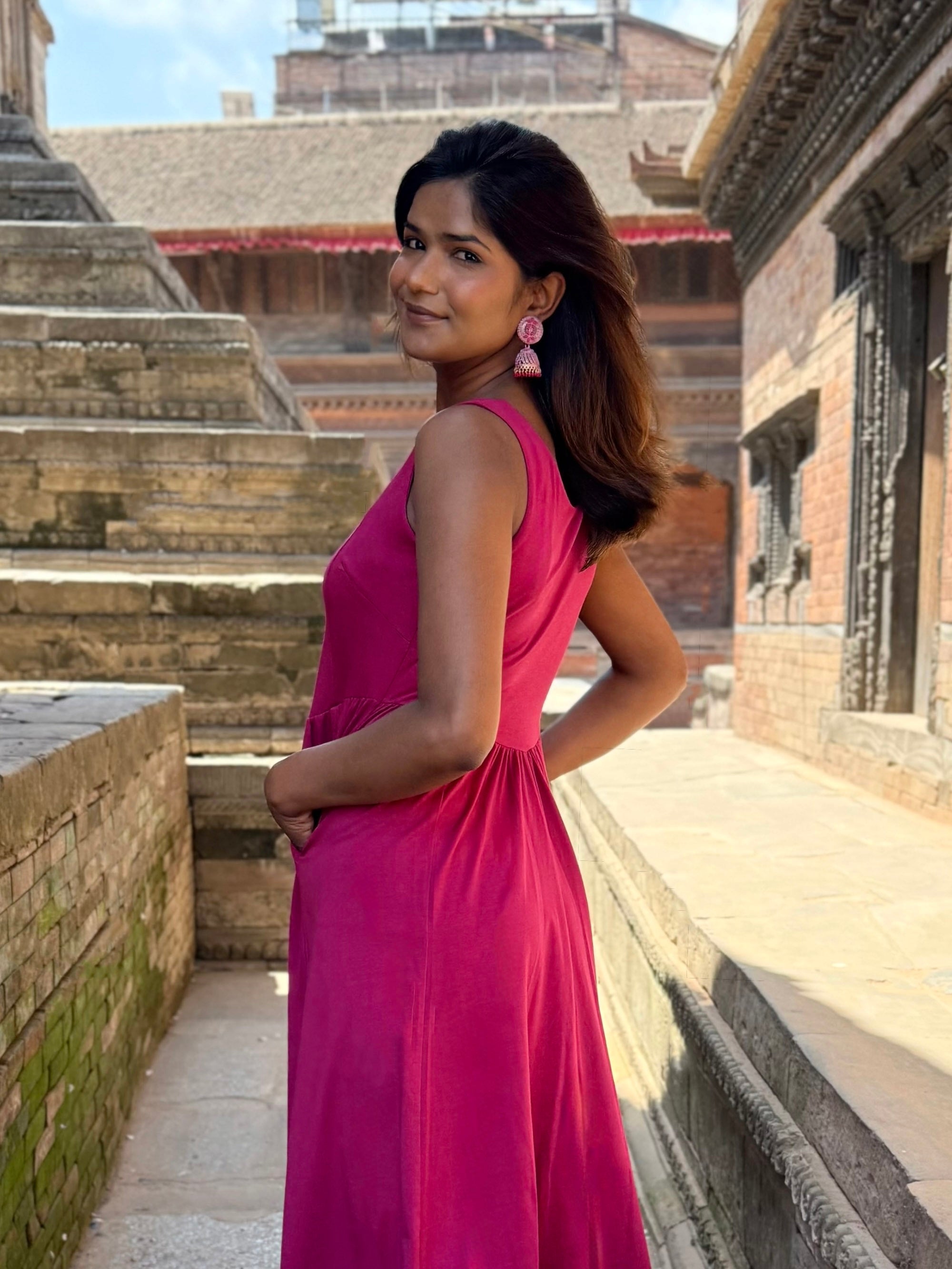 ESTHER dress in Garnet Pink