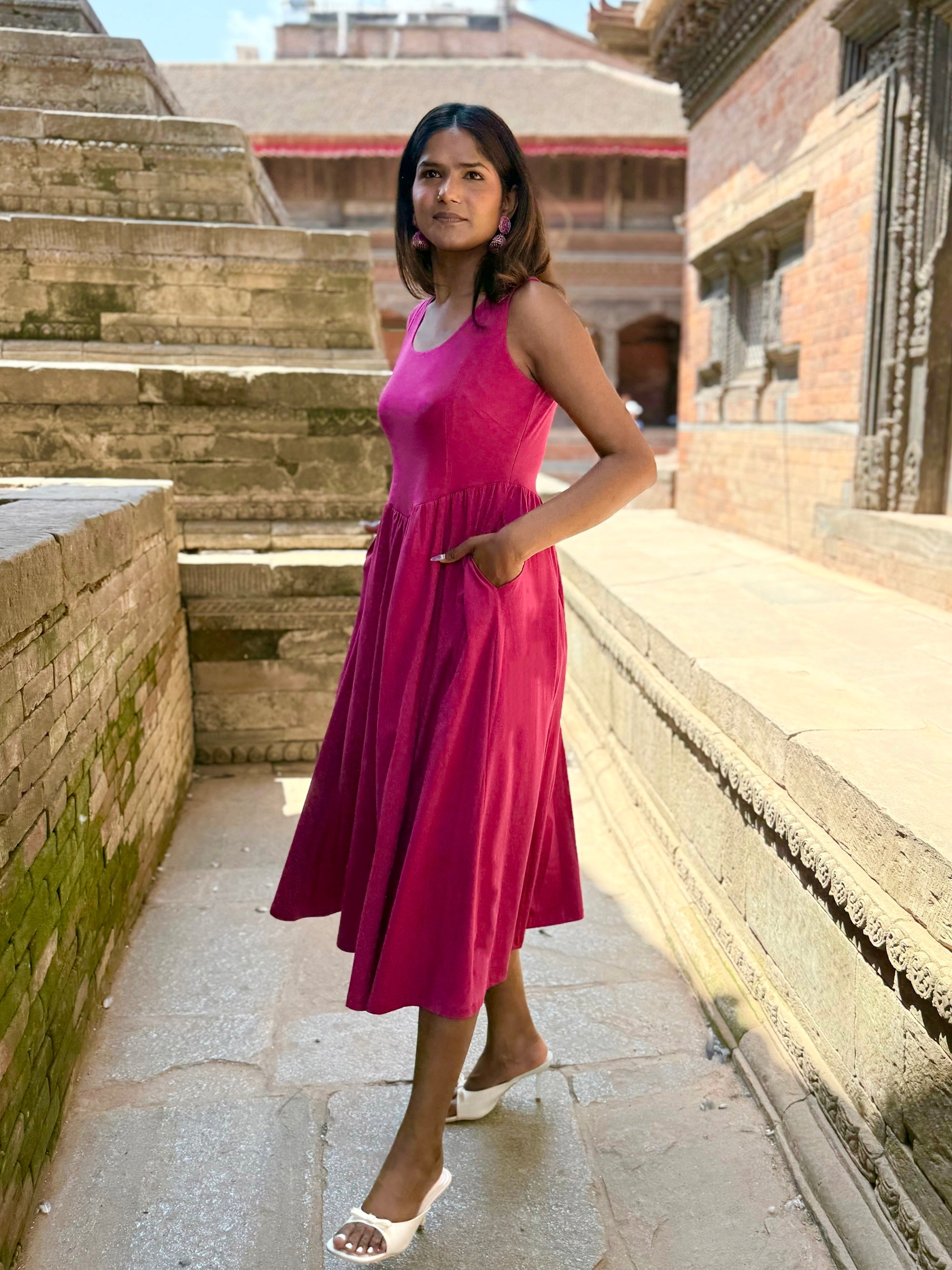 ESTHER dress in Garnet Pink