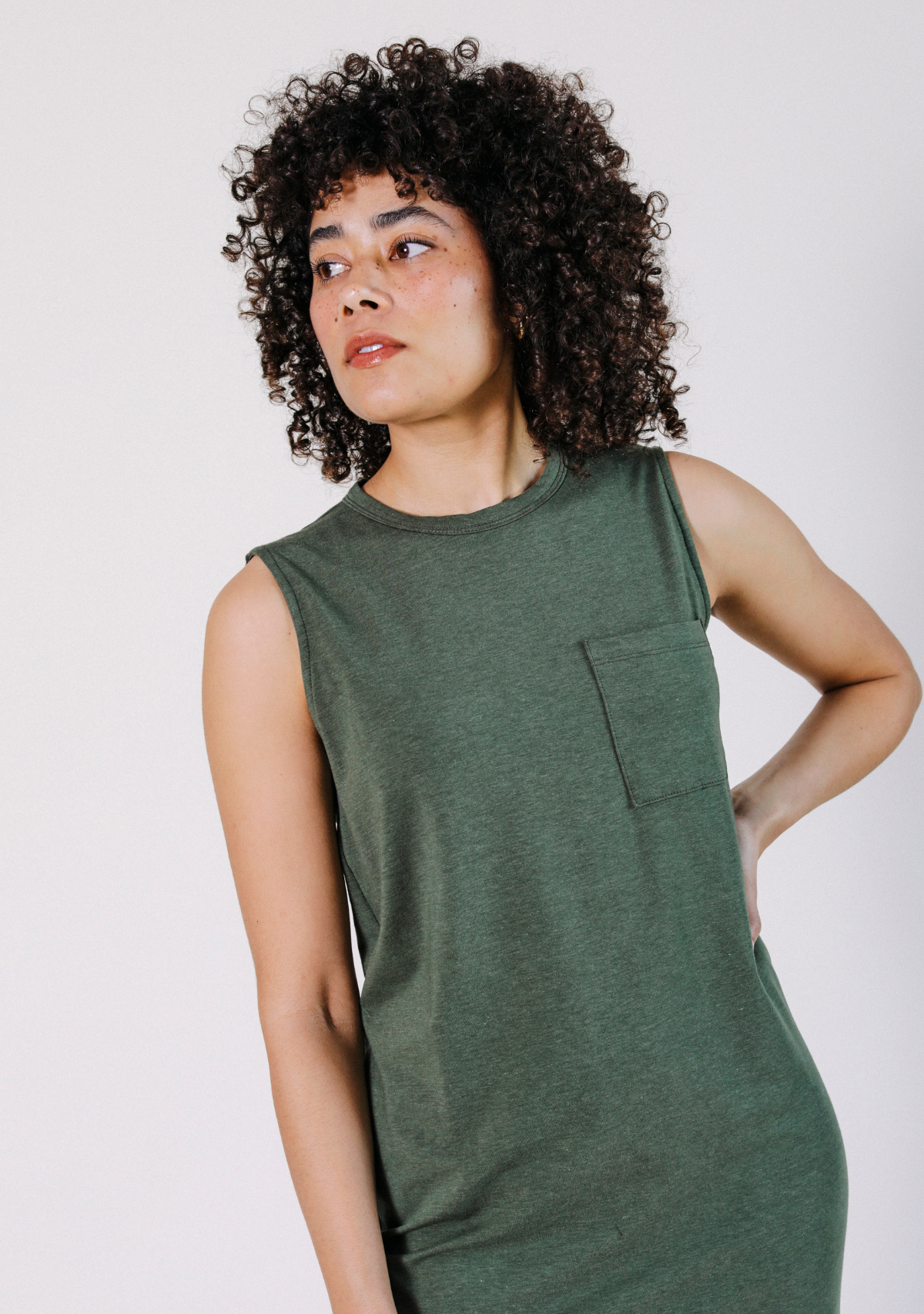 Sophie Tank Jersey Dress - Moss