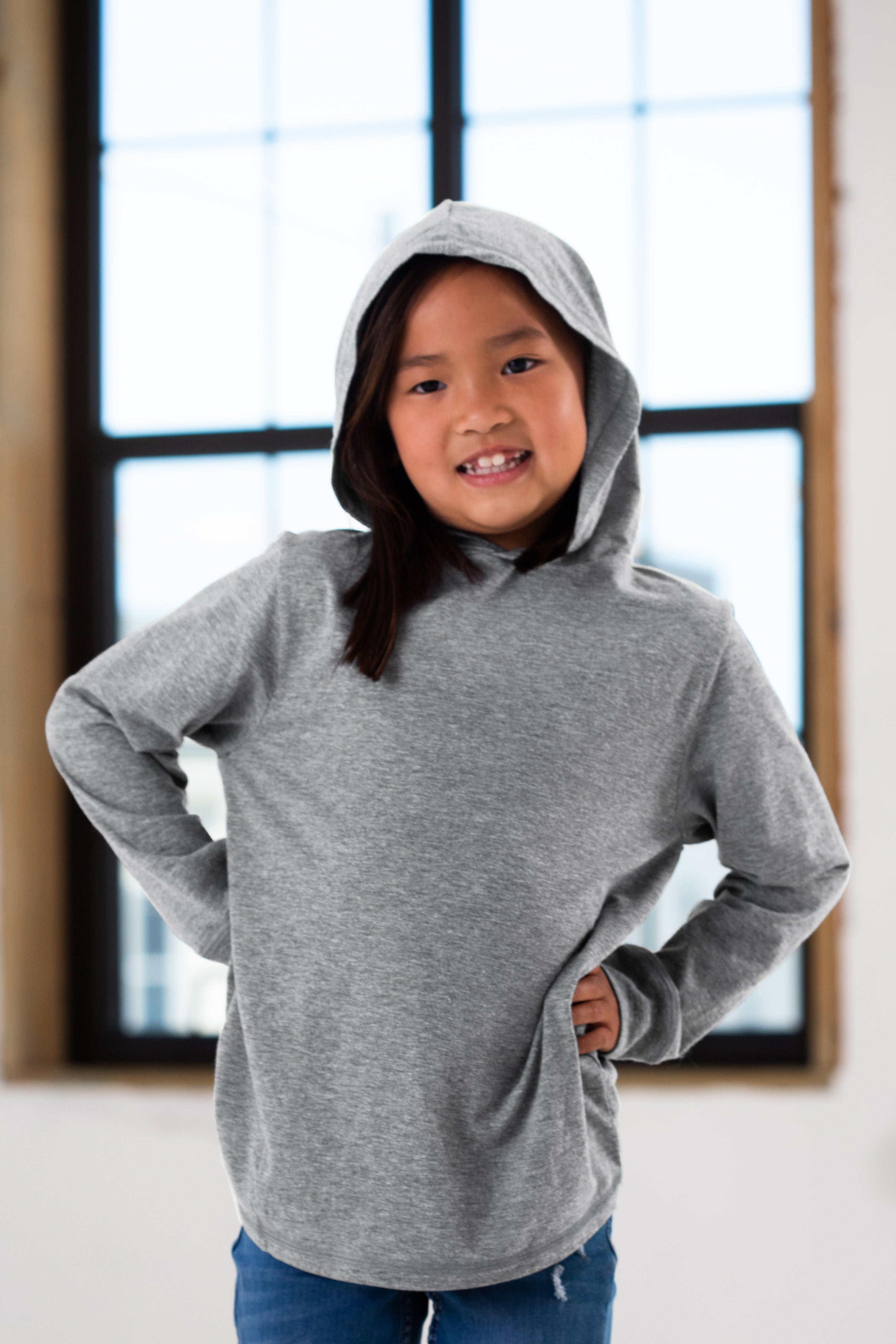Youth Hooded Long Sleeve Triblend Tee