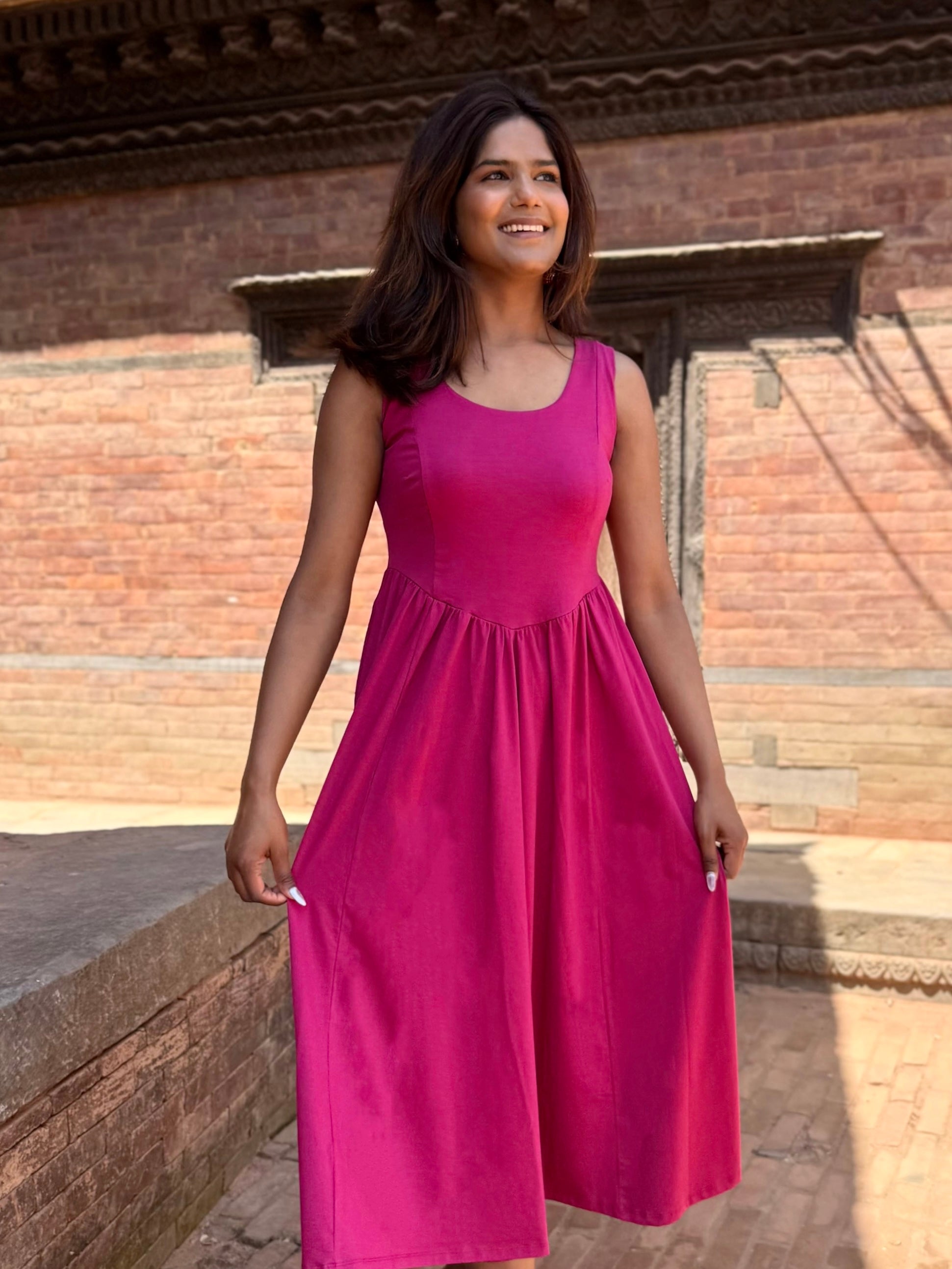ESTHER dress in Garnet Pink