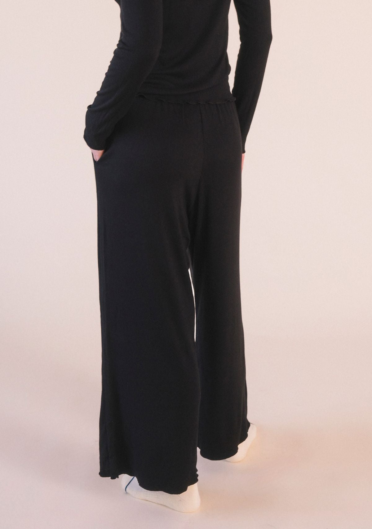 Hedy Ribbed Modal Lounge Pant- Black