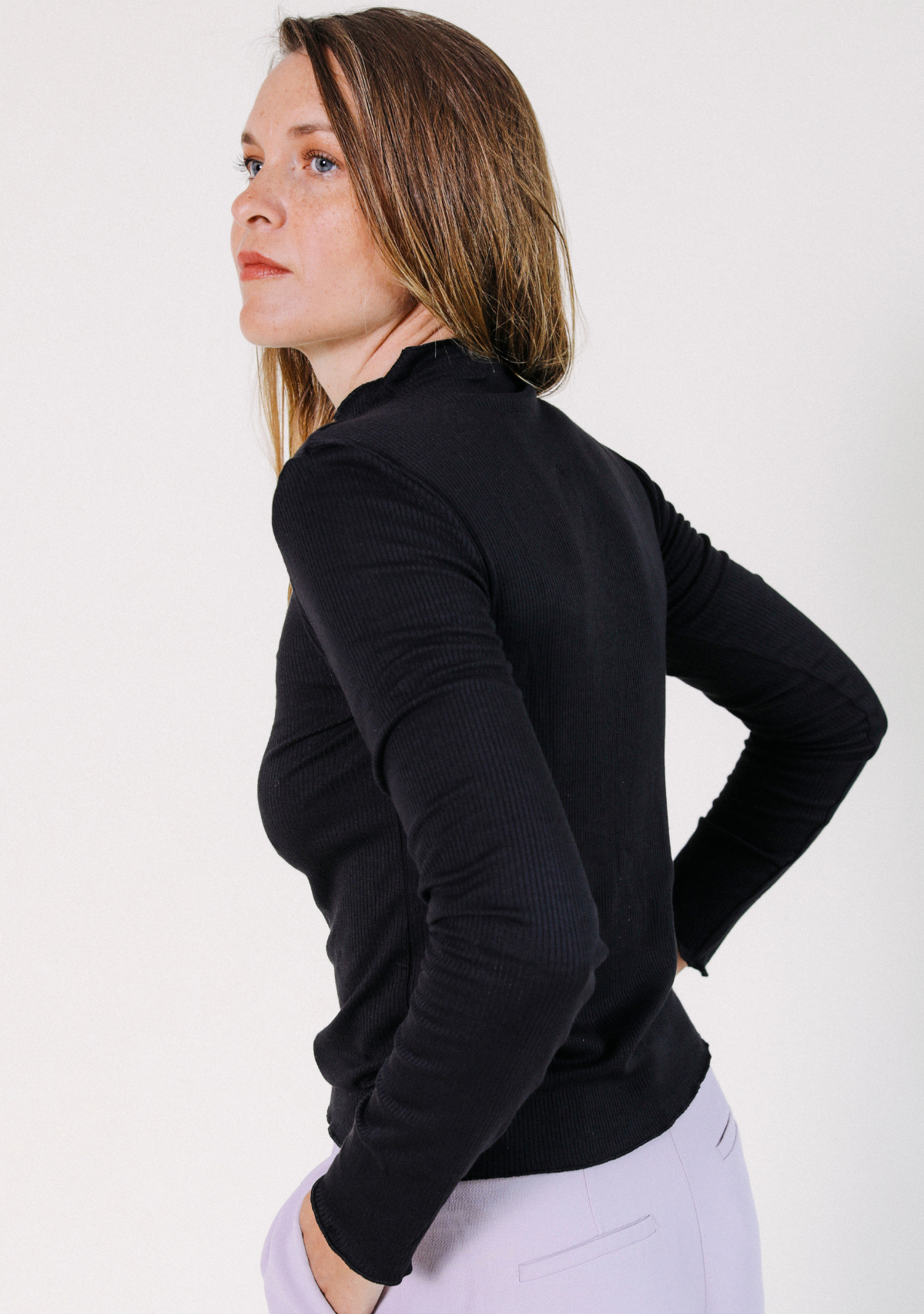 Norma Modal Ribbed Turtleneck - Black
