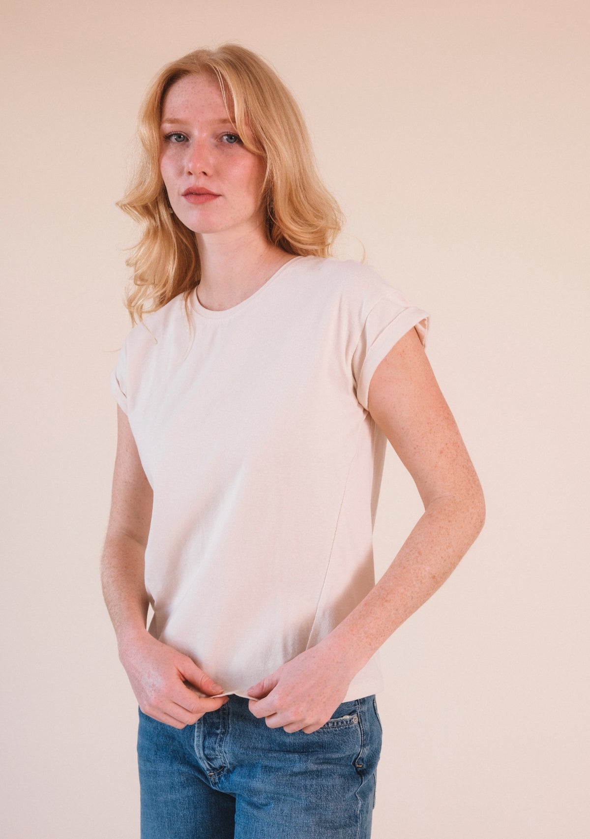 Jane Cuffed Hemp Tee - Natural