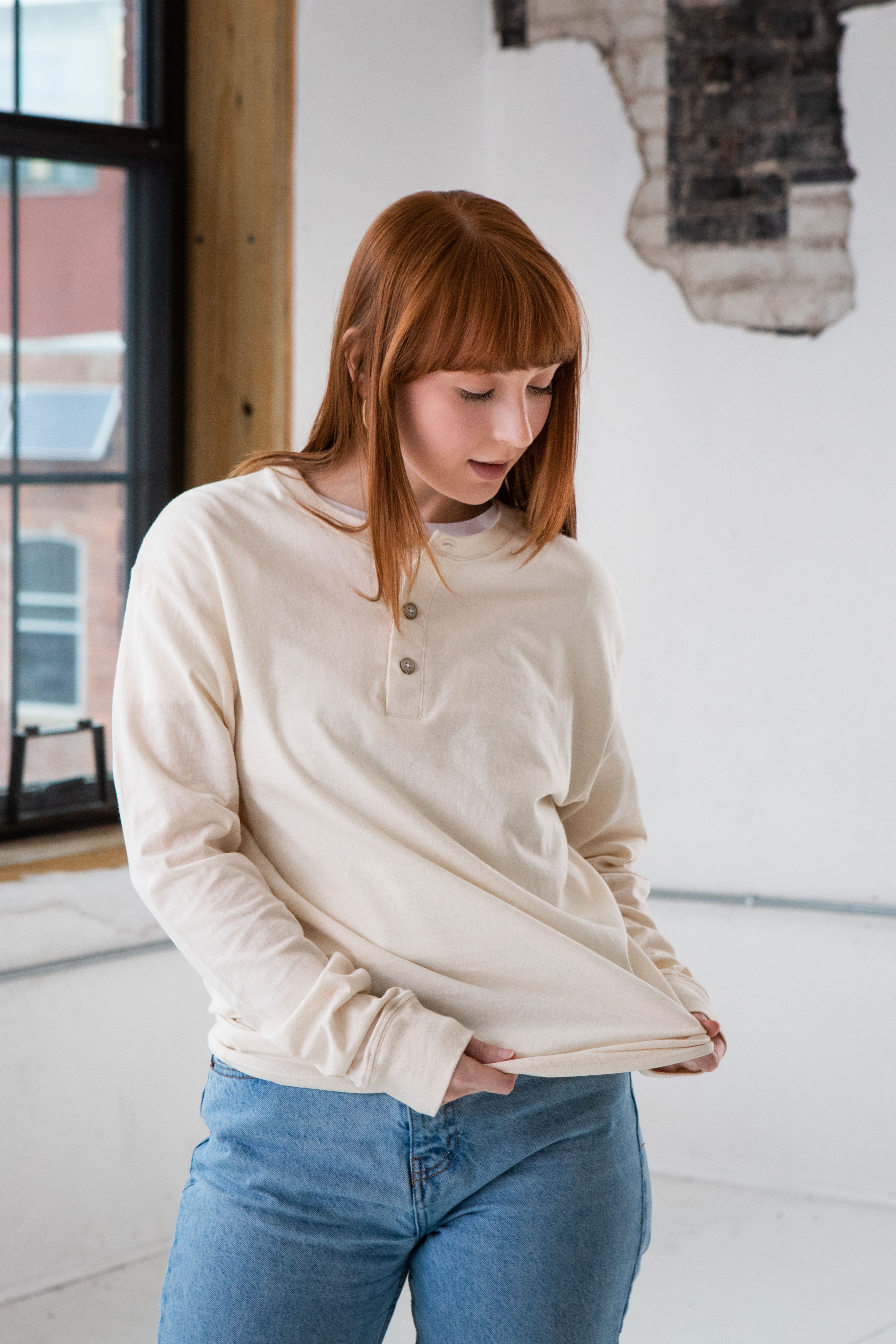 Unisex Long Sleeve Eco Cotton Henley