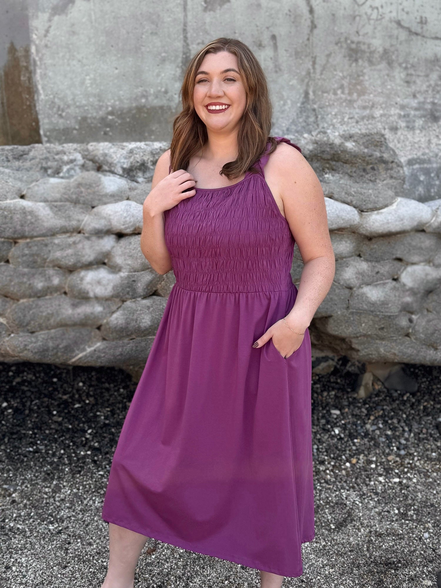 ARTESIA smocked dress in Deep Lilac