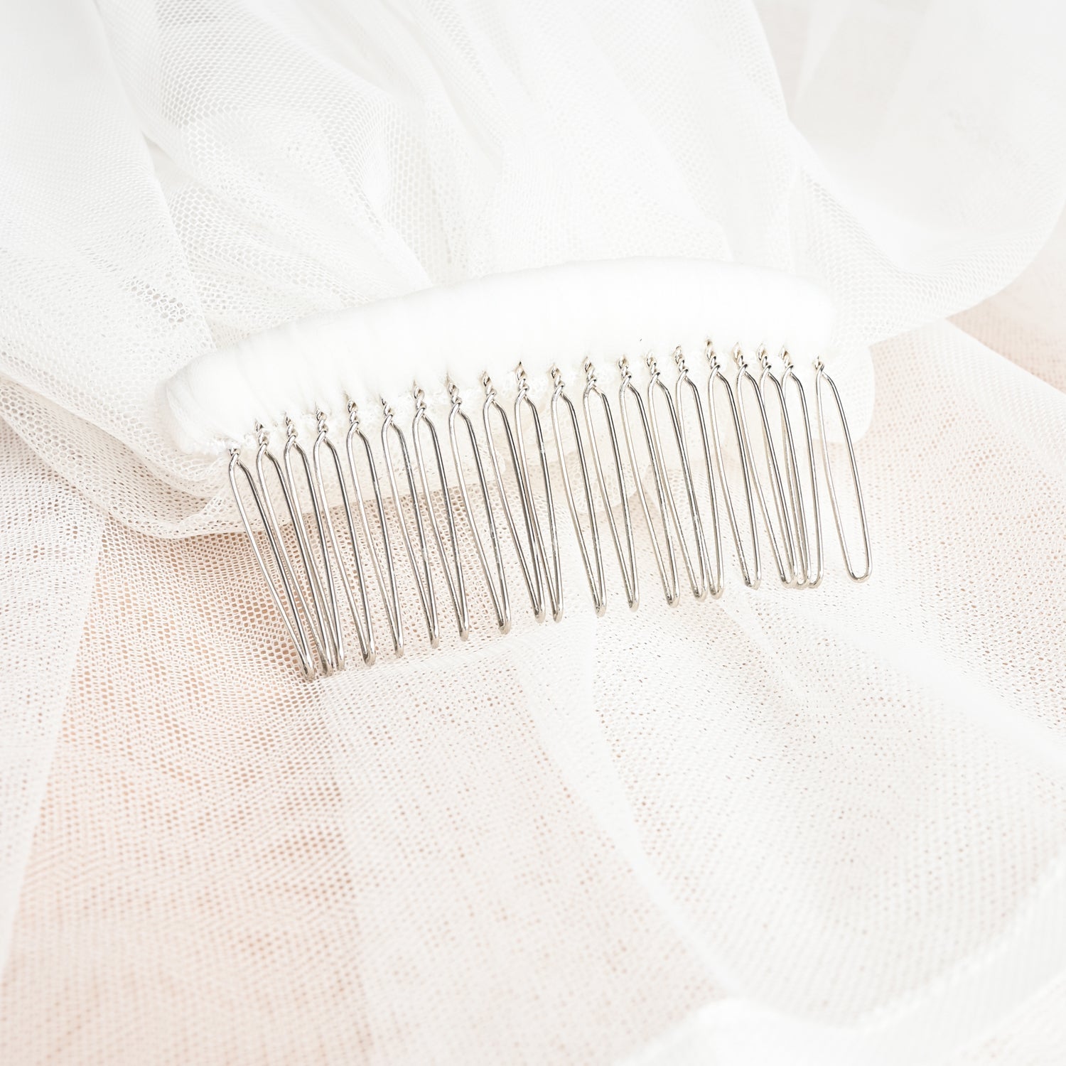 Treasured Two Tier Satin Ribbon Trim Fingertip Length Veil