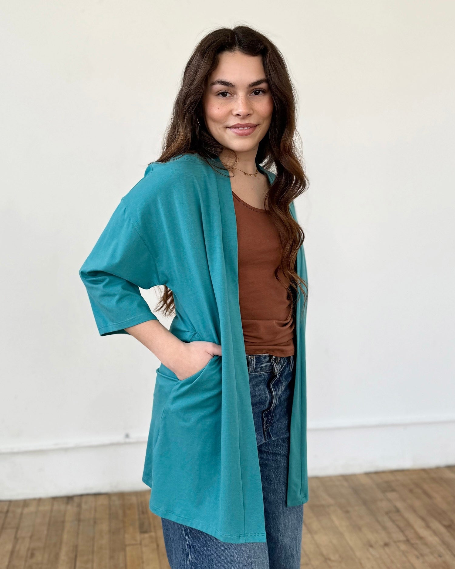 EVANA cardigan in Marine Teal