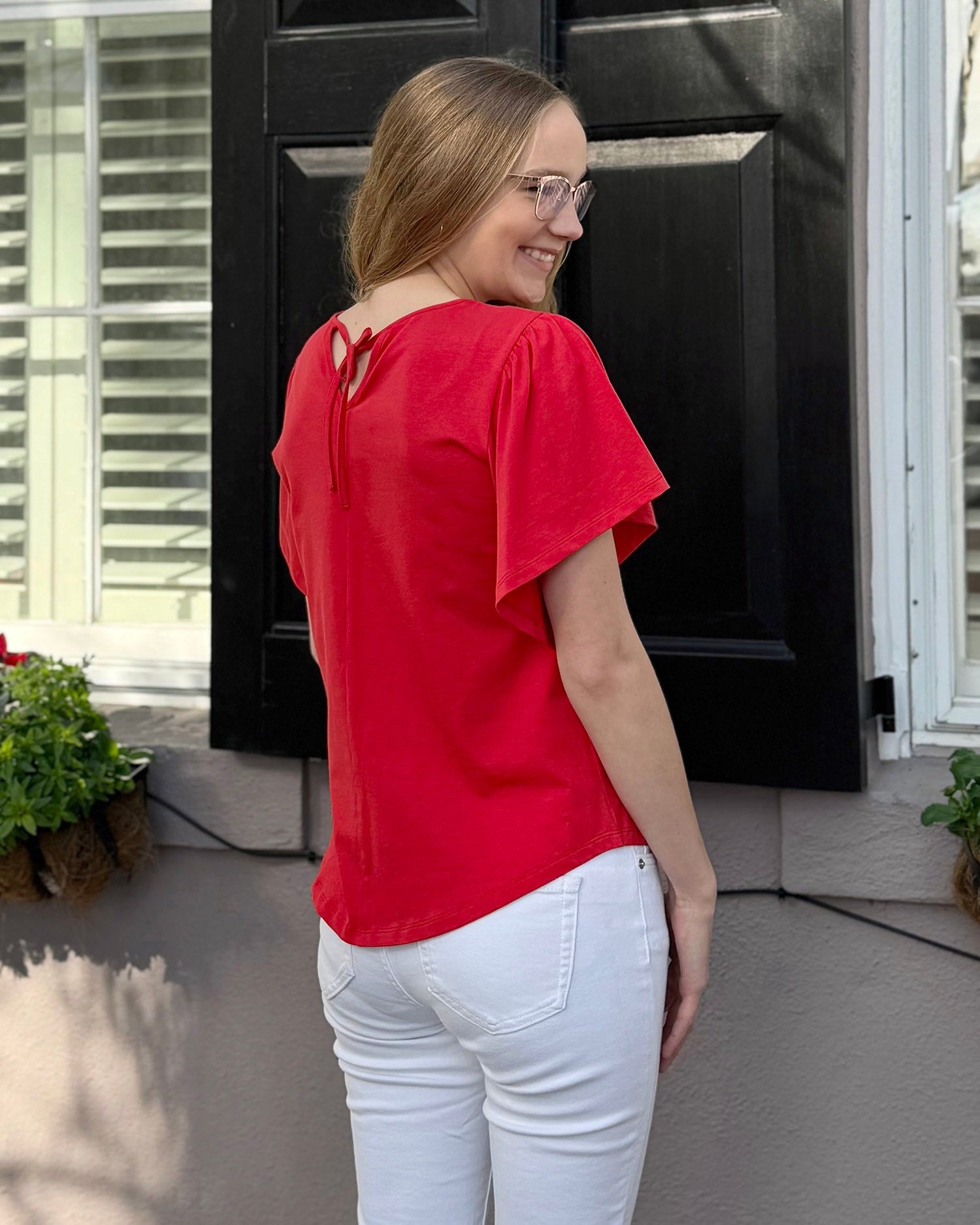 ELLIOT tee in Bright Ruby