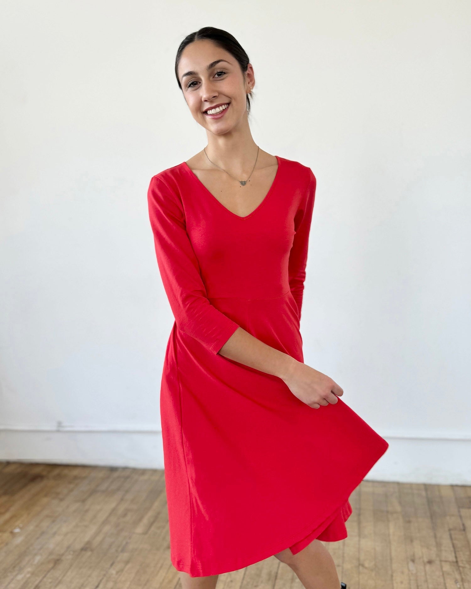 LOUISE dress in Bright Ruby
