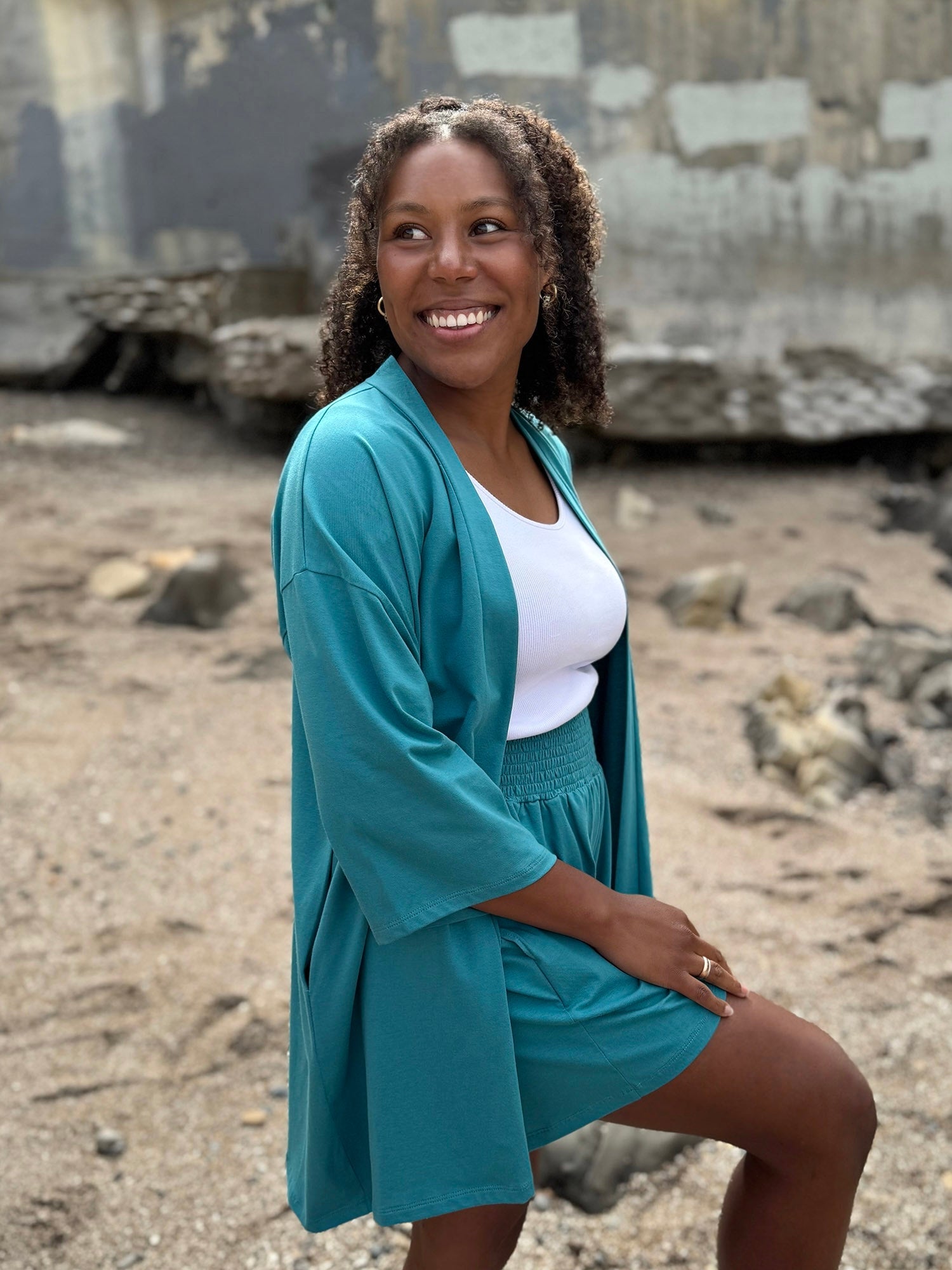 EVANA cardigan in Marine Teal