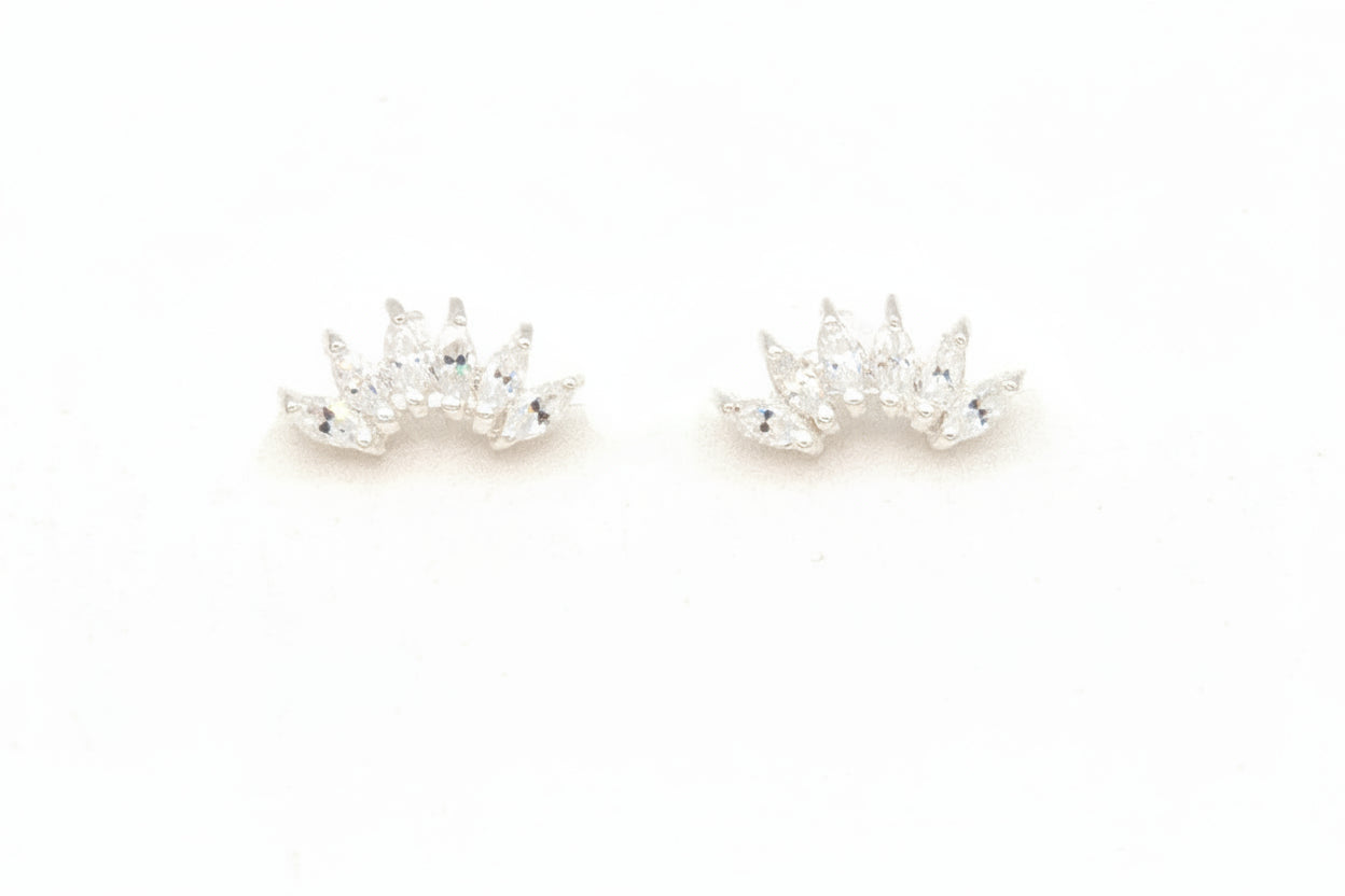 Crystal Curve Sterling Silver Stud Earrings