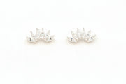 Crystal Curve Sterling Silver Stud Earrings