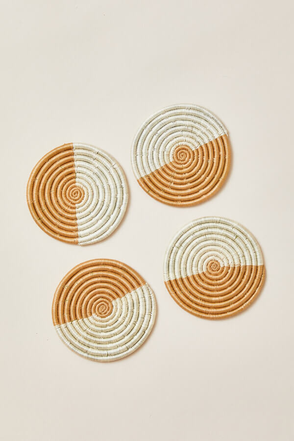 Akeza Coasters in White - Set of 4