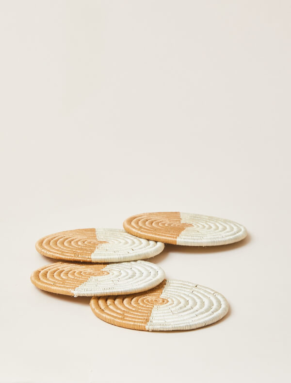 Akeza Coasters in White - Set of 4